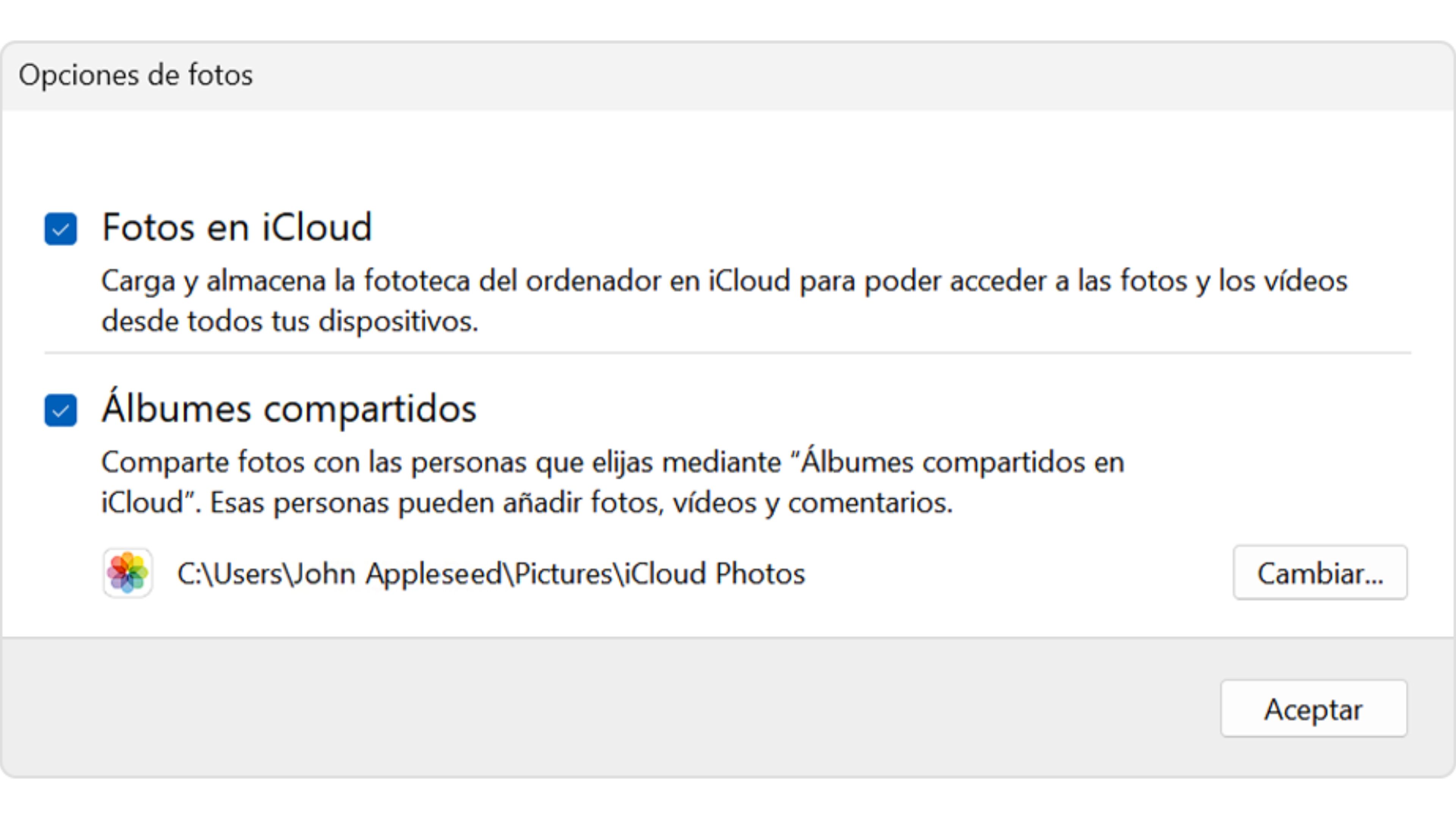 Pasar fotos de iPhone a PC por medio de iCloud para Windows