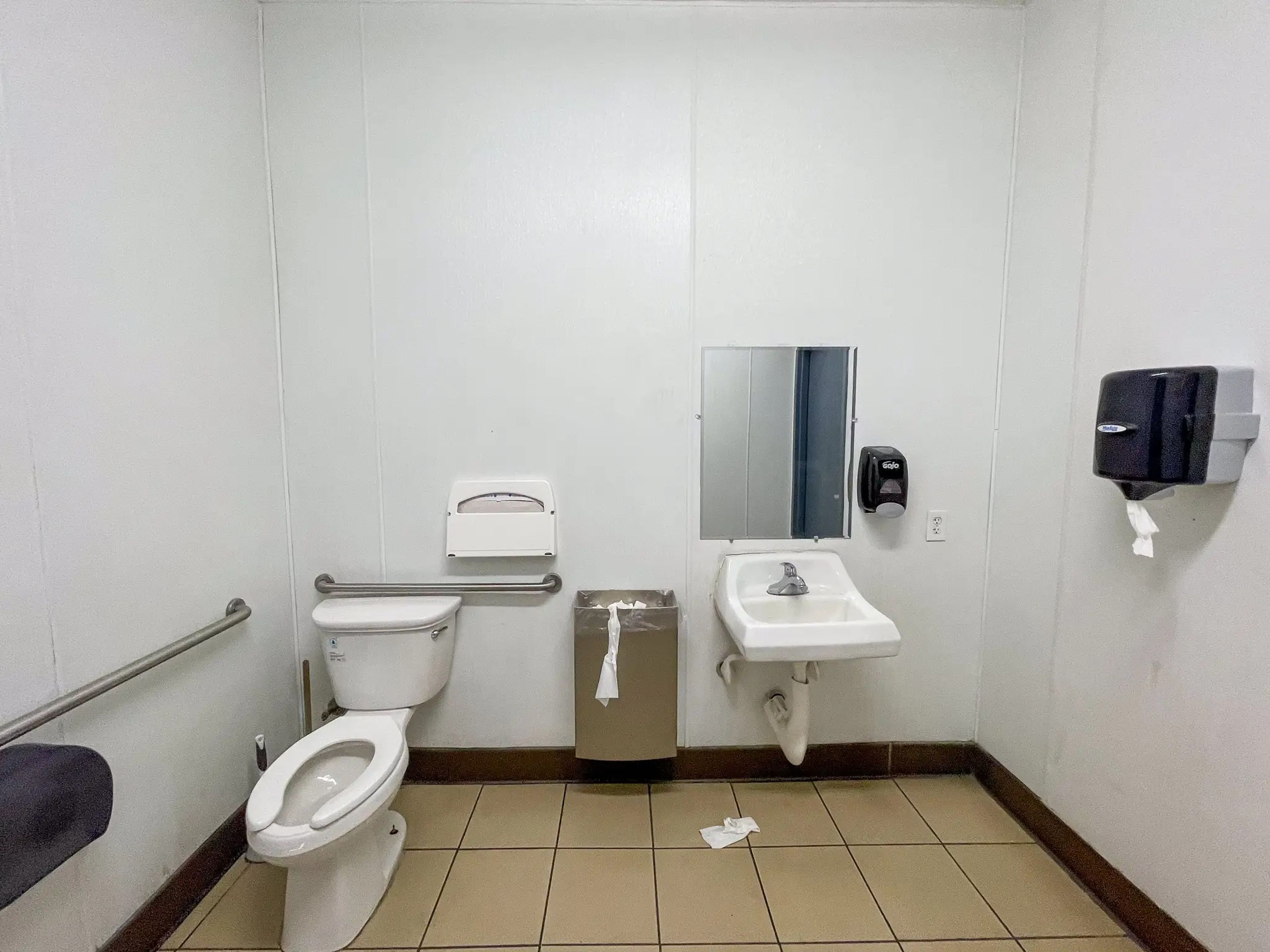 A public restroom during the author's van trip.