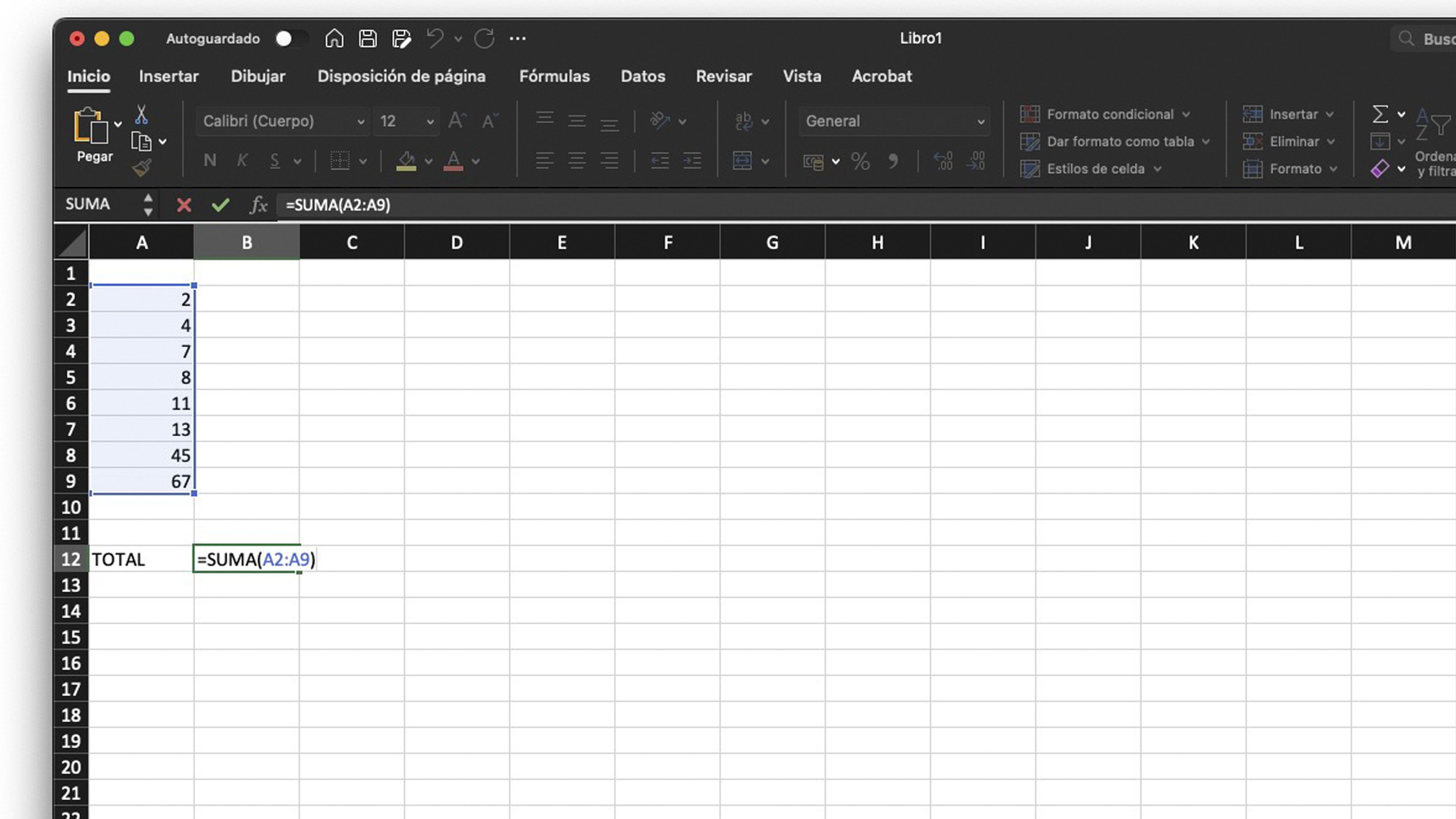 Sumar en Excel: La Función SUMA