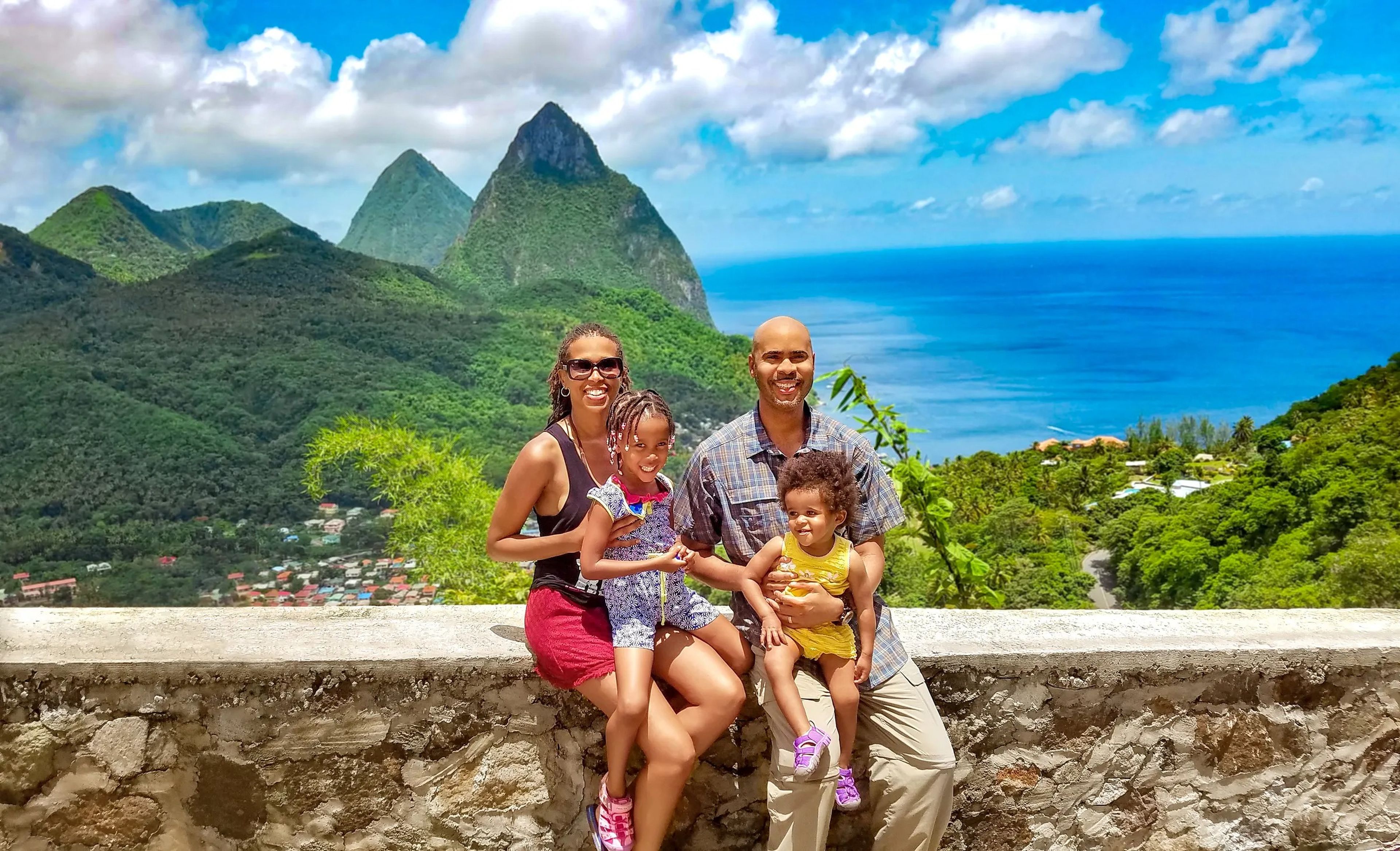 Taryn White and her family in St. Lucia.