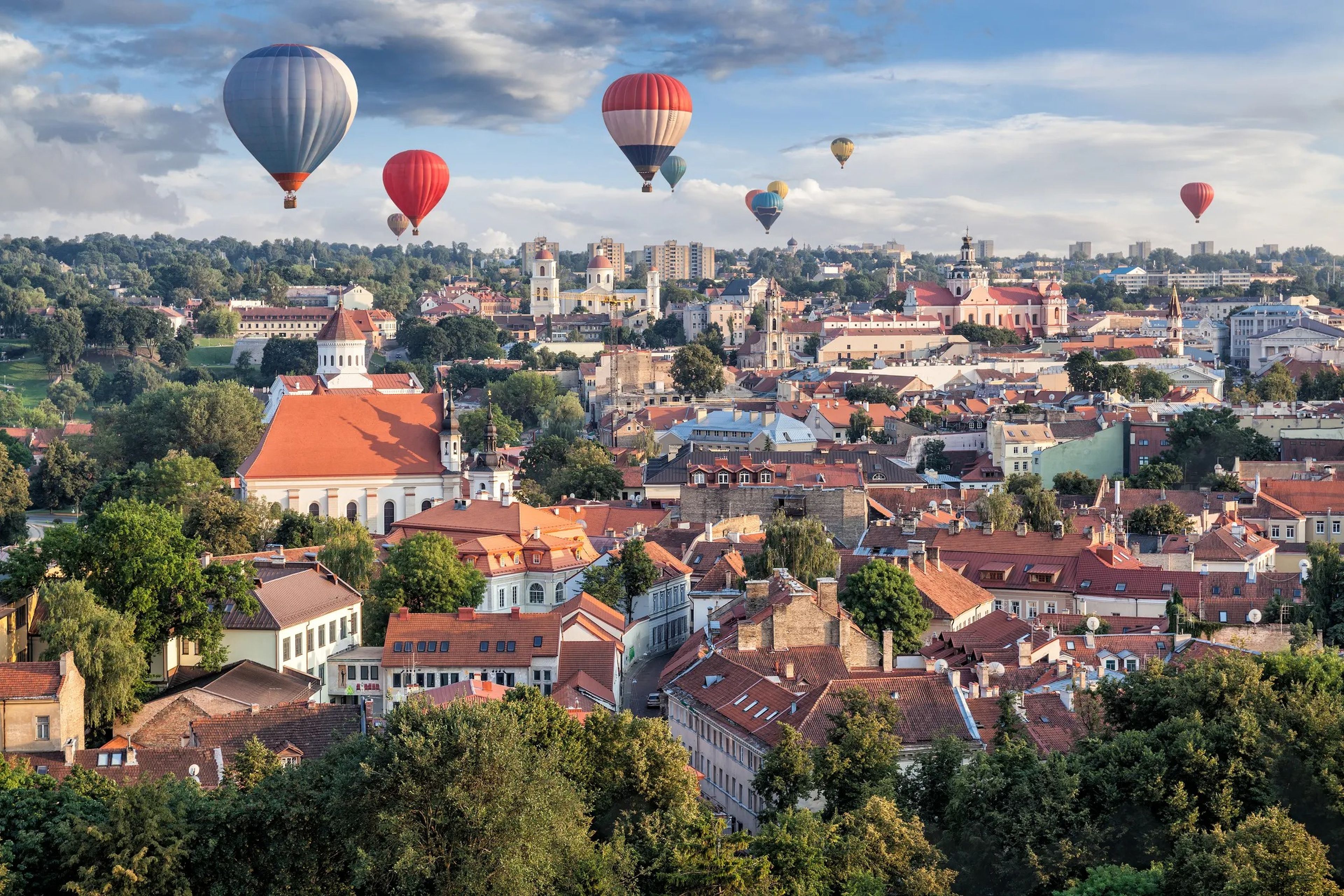 Balloons over Vilnius, the capital of Lithuania.