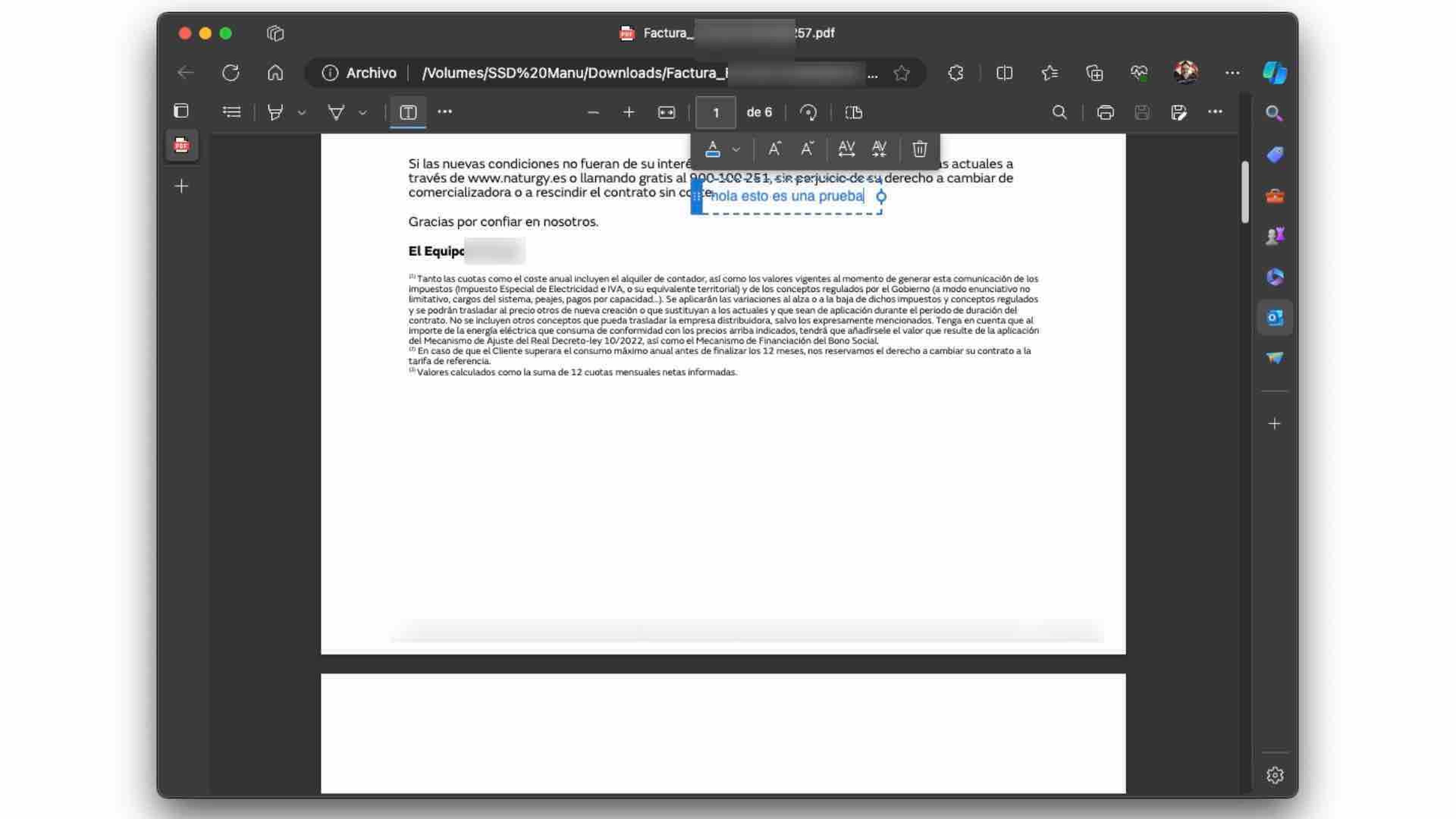 Editar Texto PDF Edge