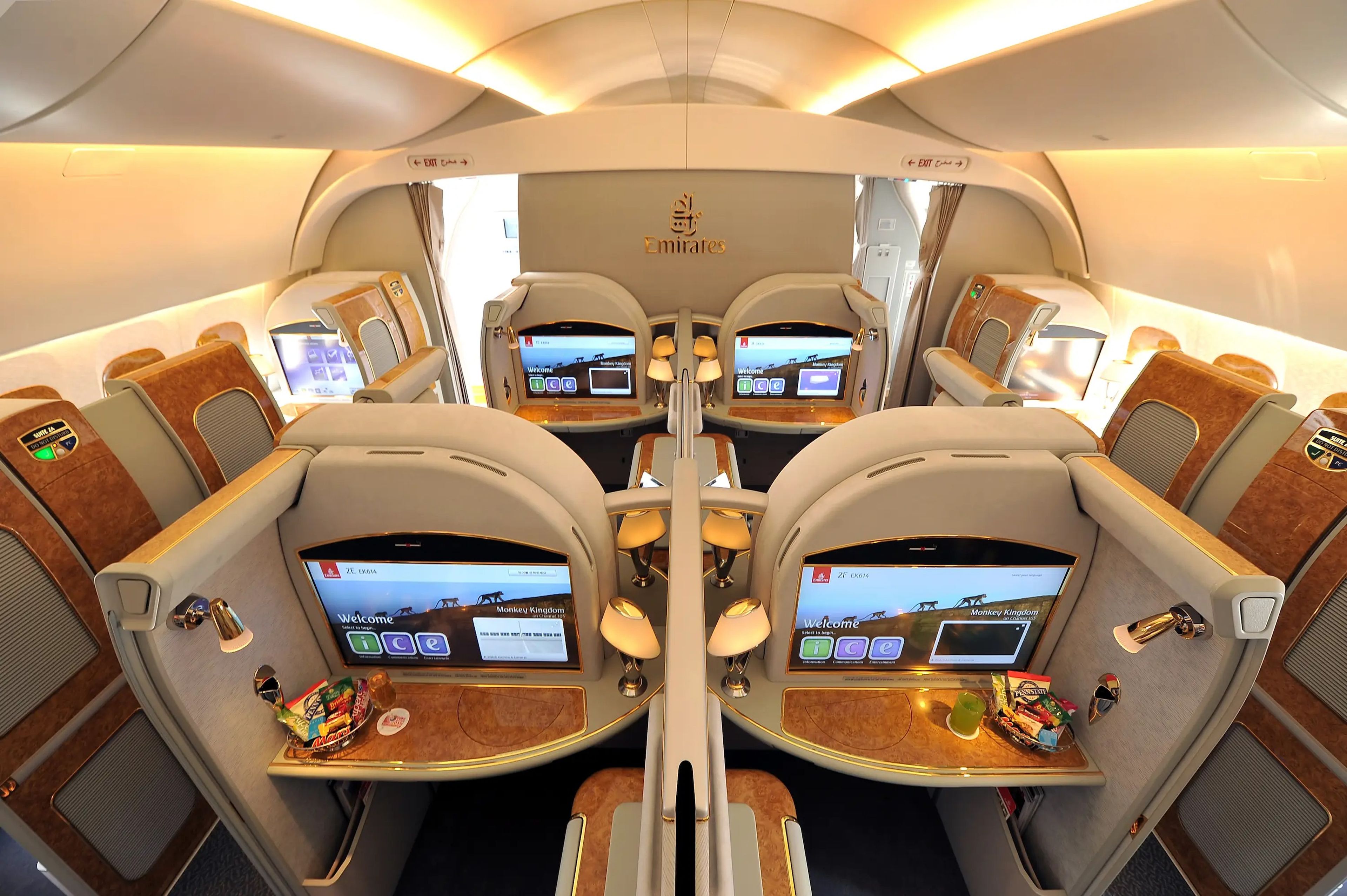 Una suite de primera clase en un Airbus A380 de Emirates.