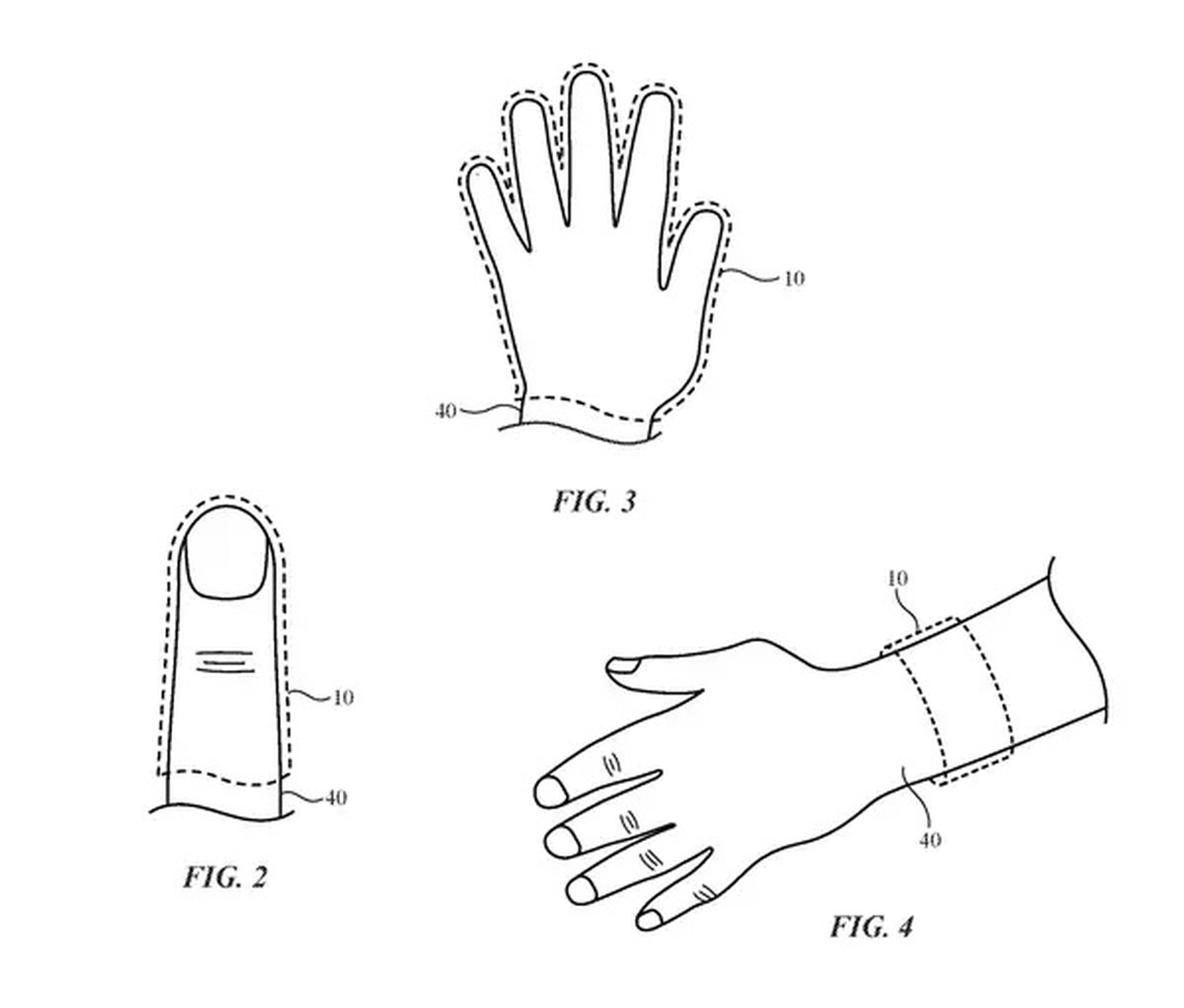 Ilustración de la patente de Apple del wearables para visor inmersivo que se lleva en la mano.