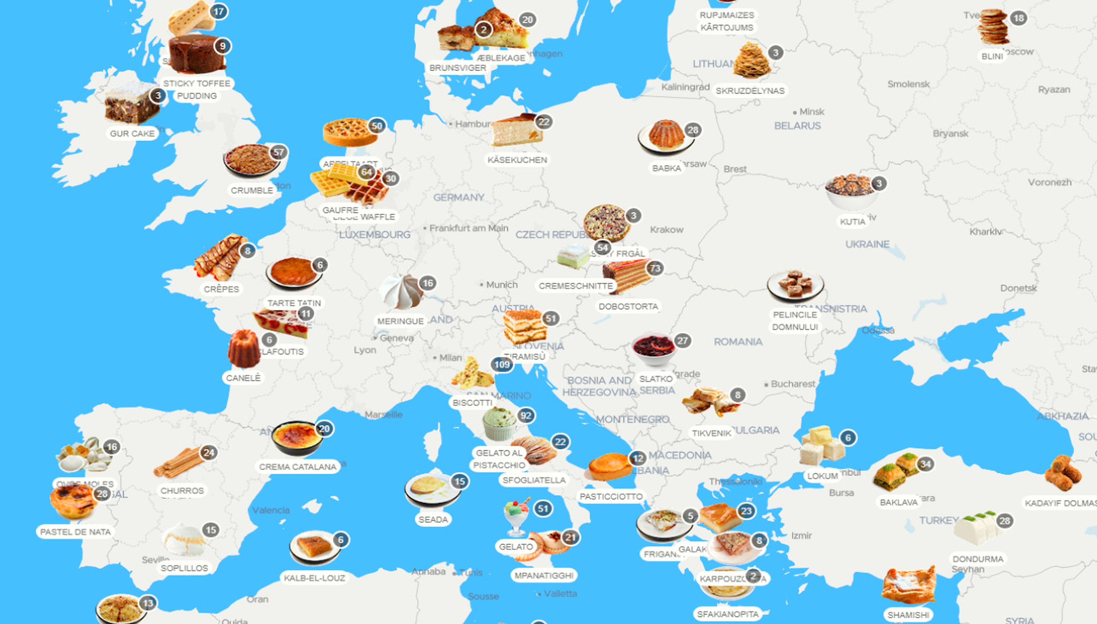 Mapa postres Europa
