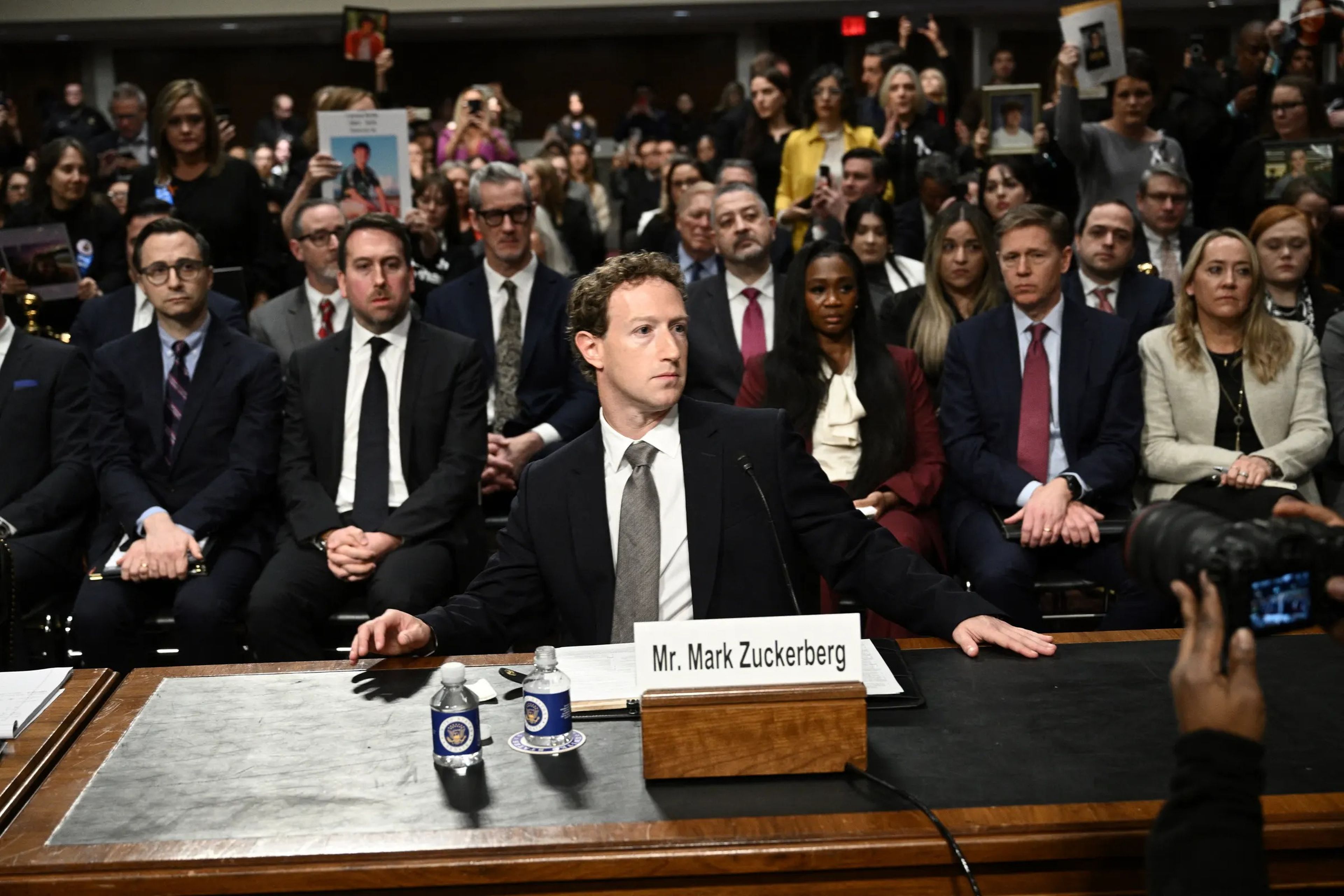 Mark Zuckerberg, CEO of Meta, looks on during the US Senate Judiciary Committee