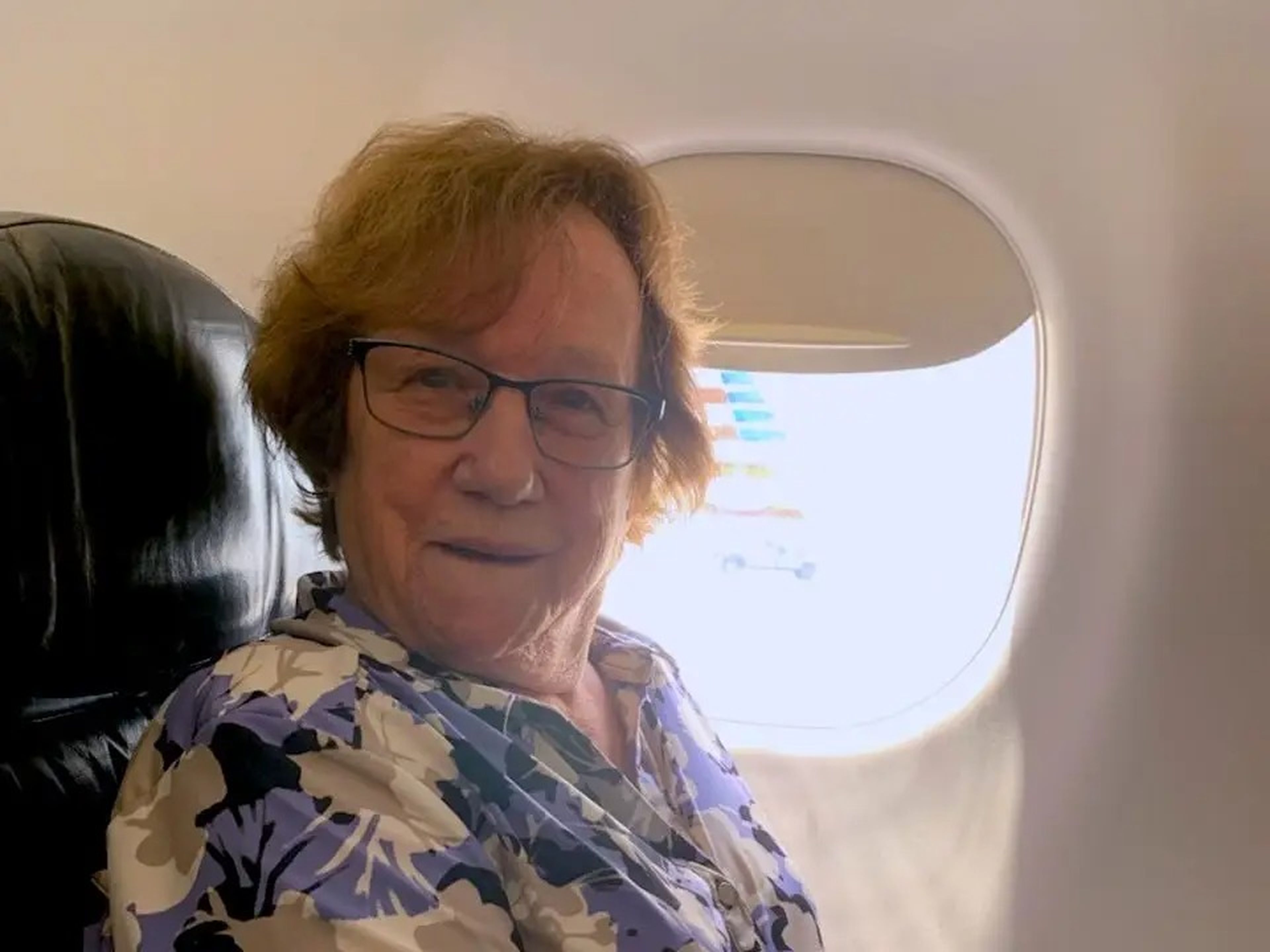 Meredith Wilshere's grandmother on a plane.