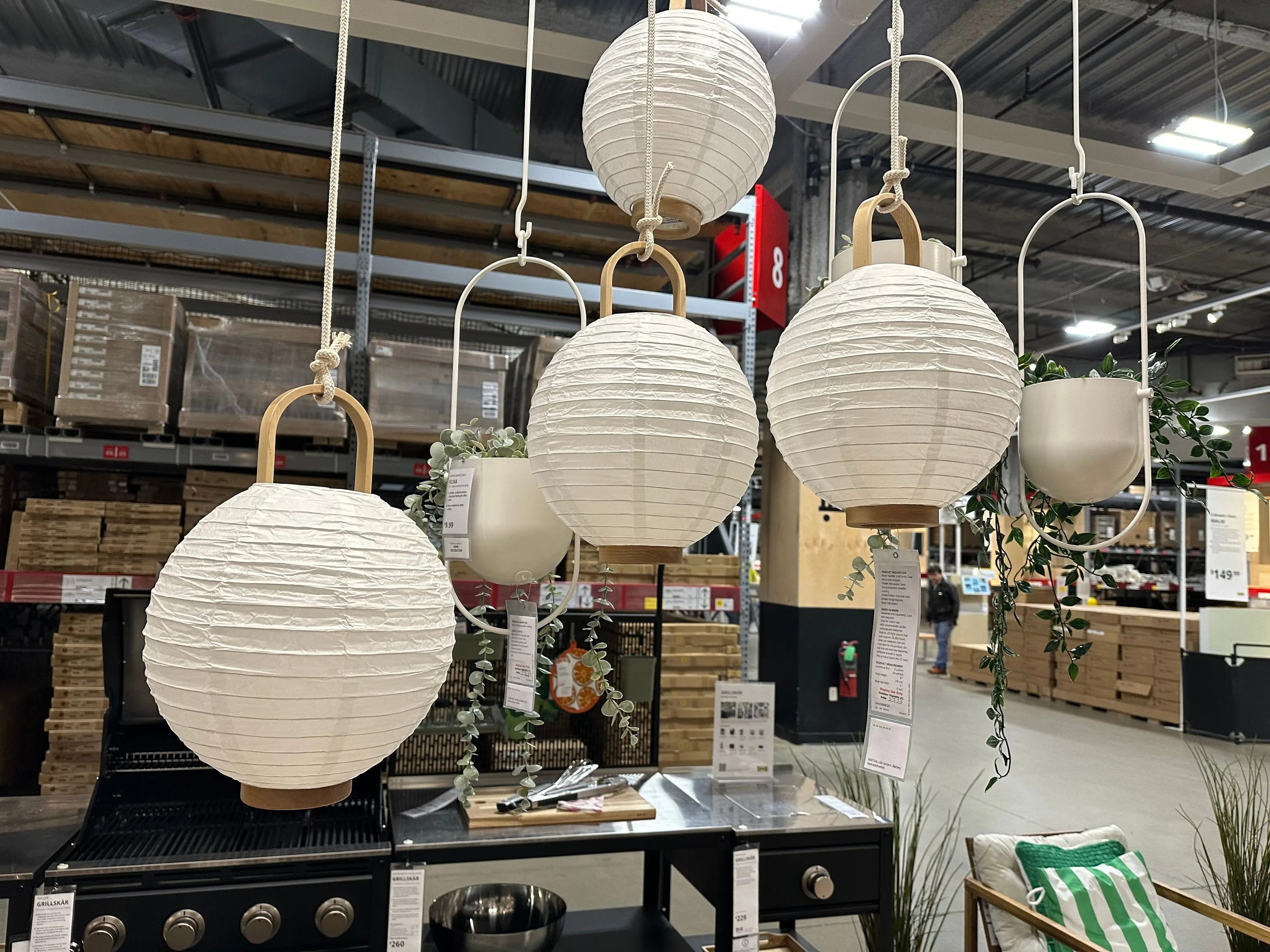 Outdoor spherical lanterns at Ikea