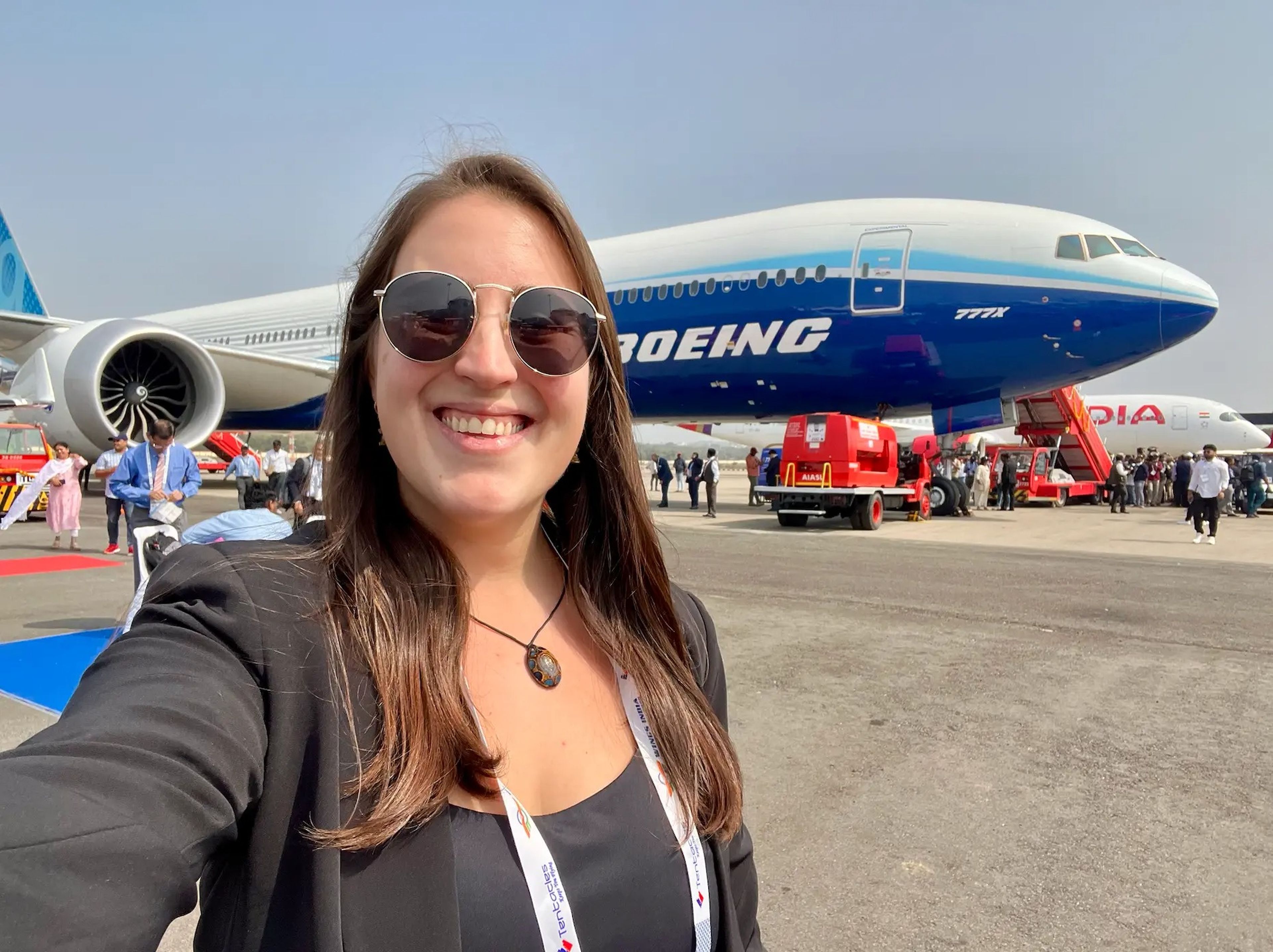 A selfie of the author in front of the 777X test bed.