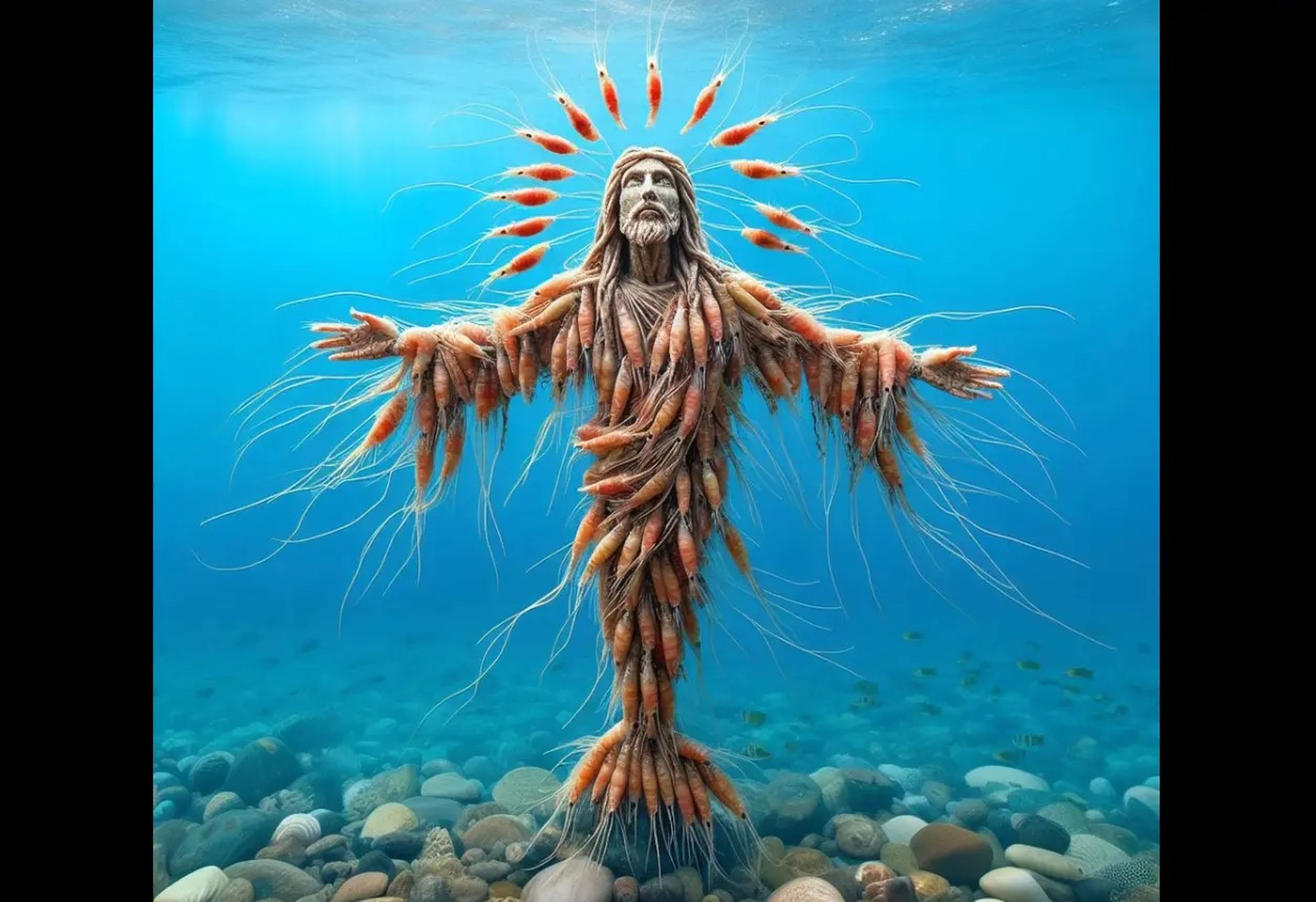 Shrimp Jesus, a generative AI image on Facebook