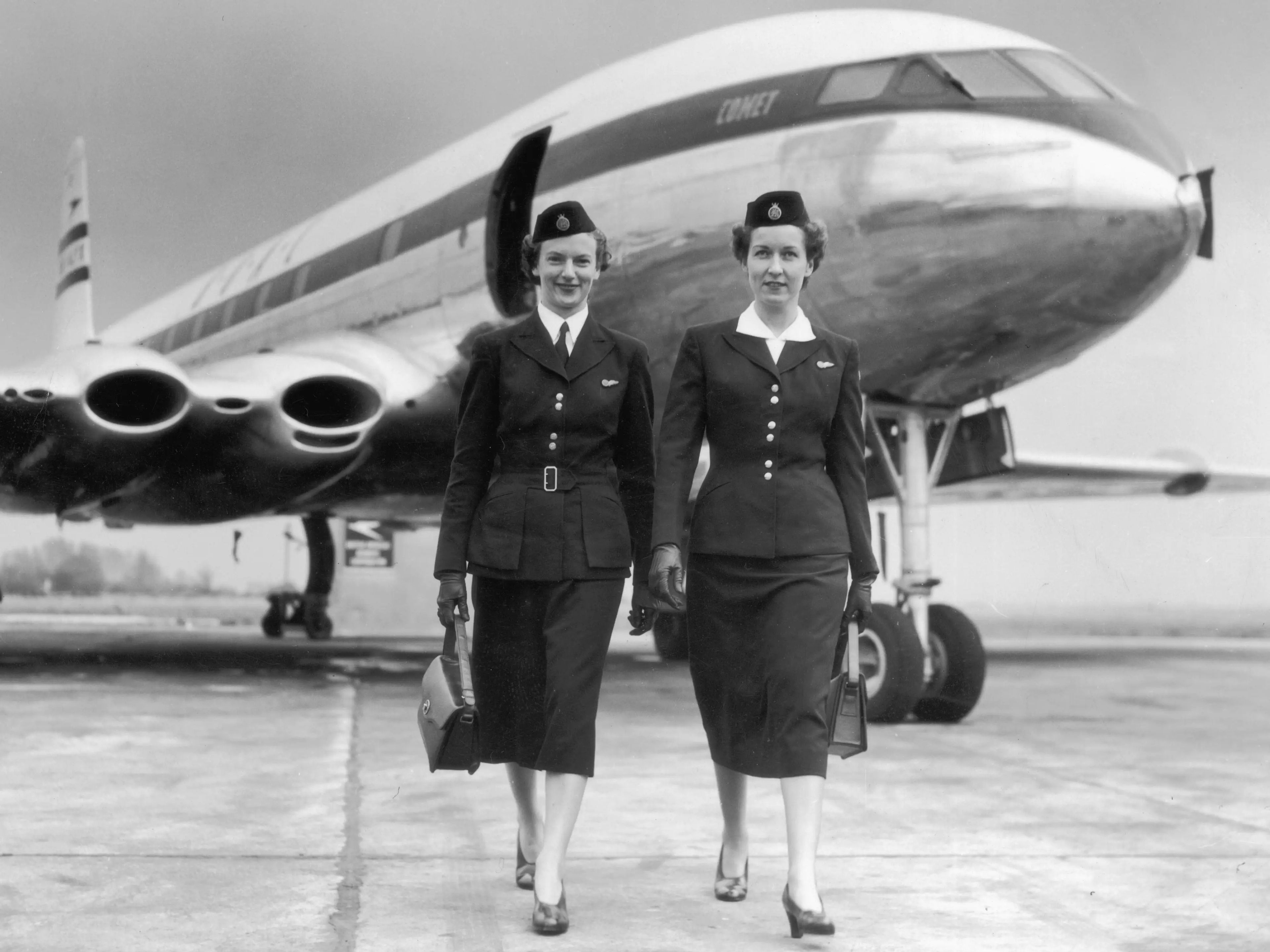 "Azafatas de vuelo" hacia 1950.
