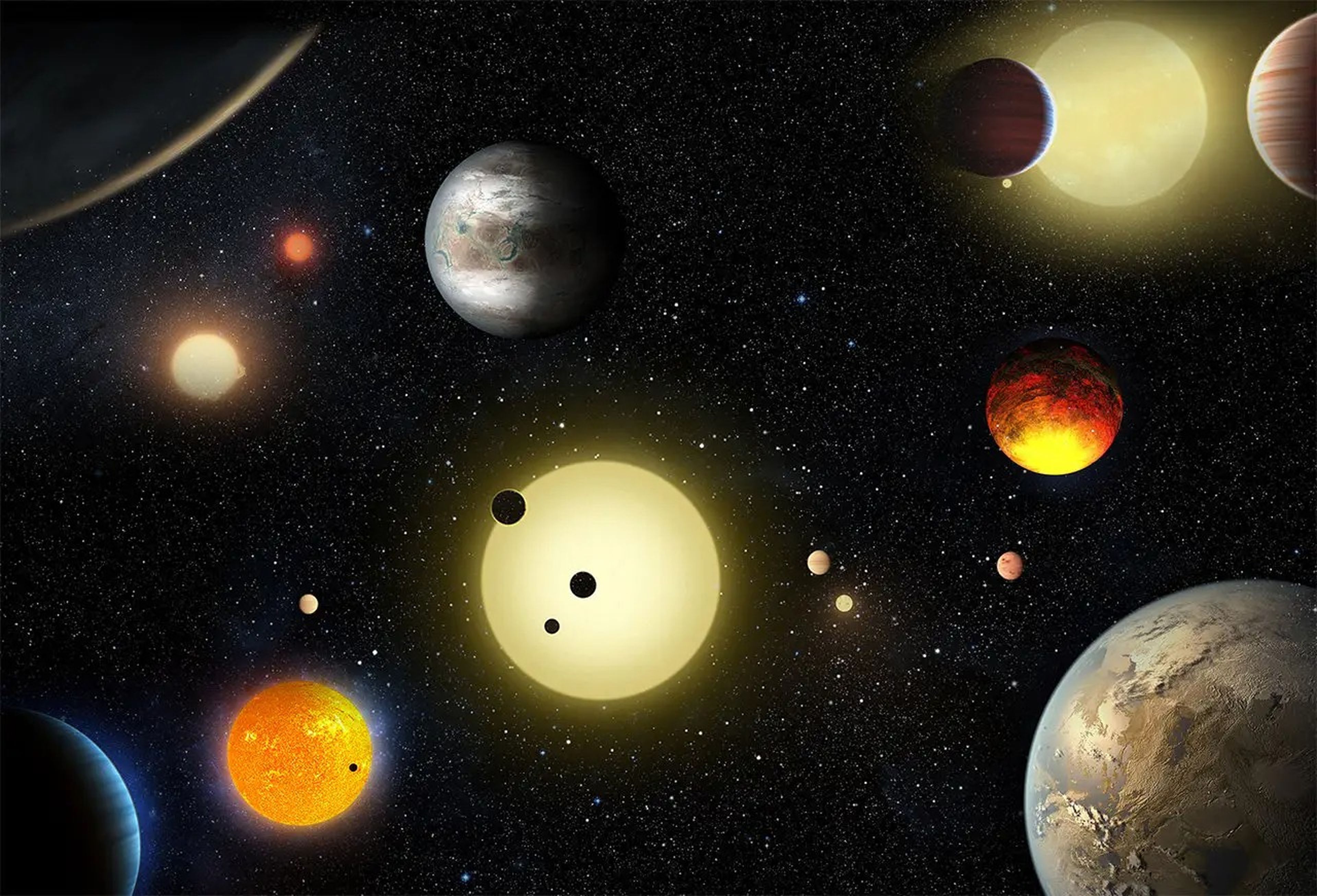 Ilustración artística de exoplanetas