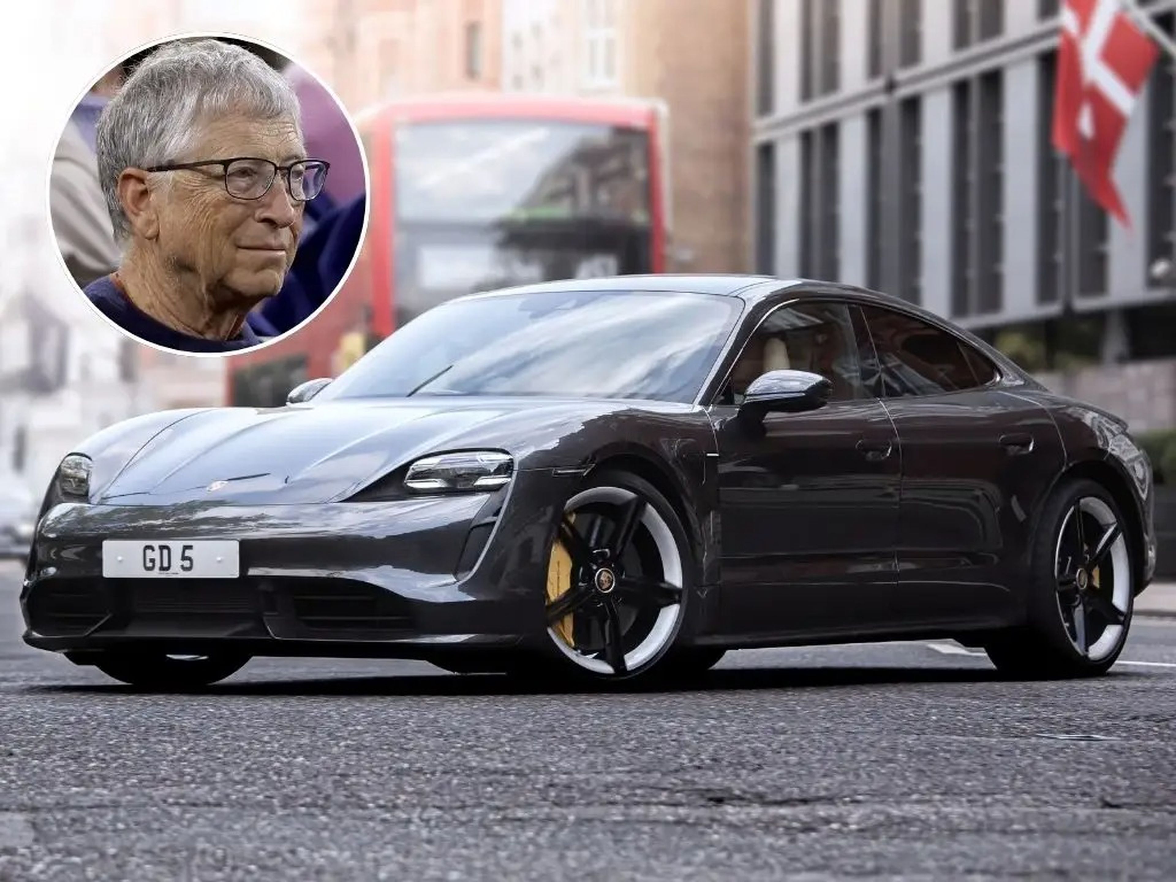 Un Porsche Taycan. No es el coche real de Bill Gates.