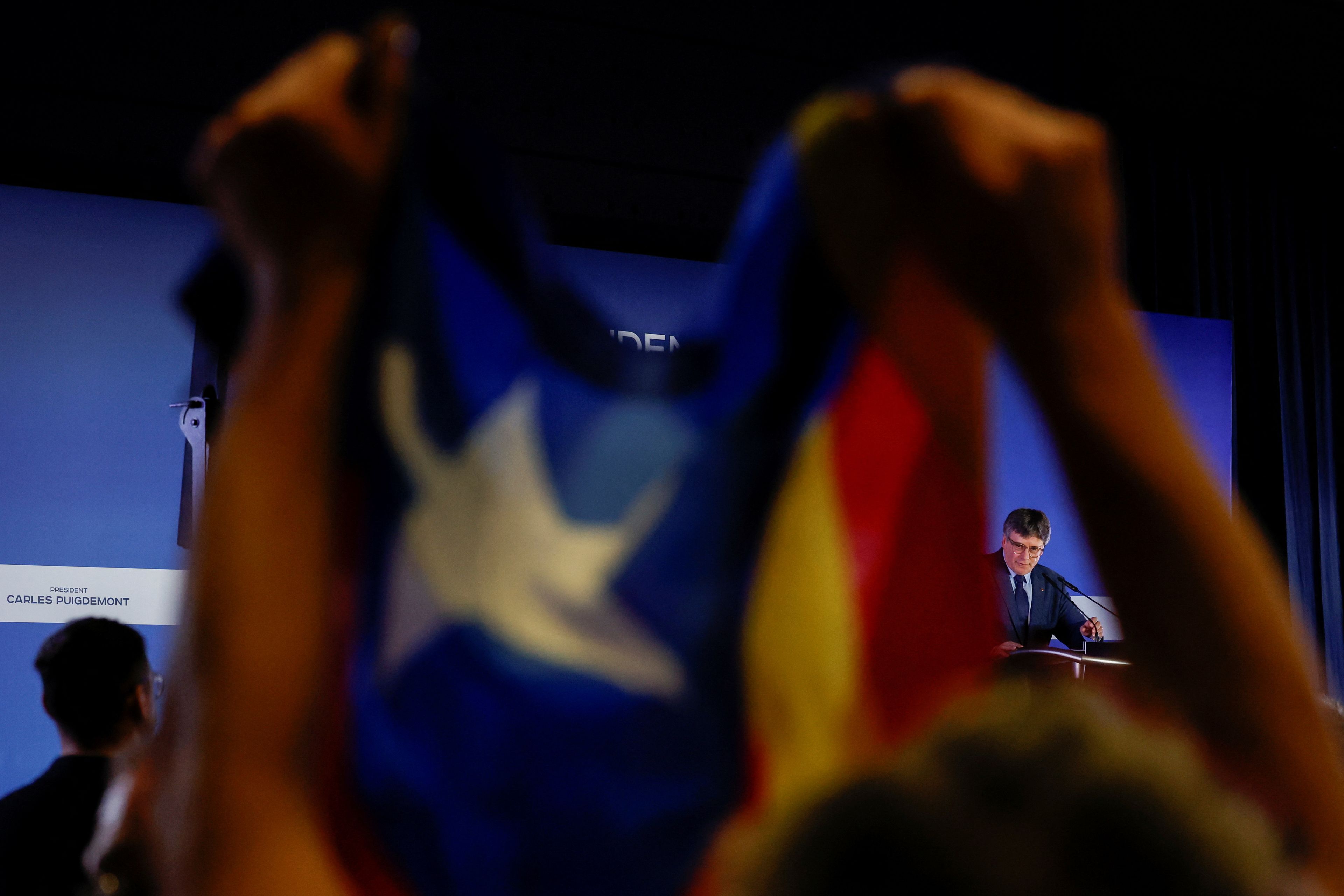 Carles Puigdemont presenta su candidatura a las elecciones catalanas de mayo de 2024.
