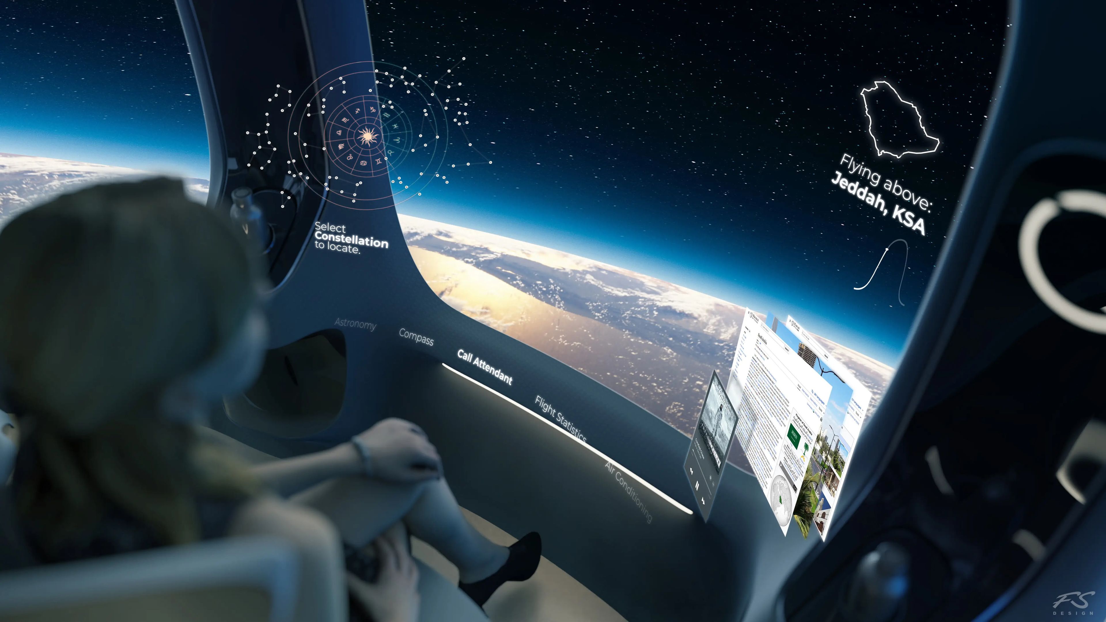 A generated image shows the concept for Halo Space's augmented reality features, with space in the background.