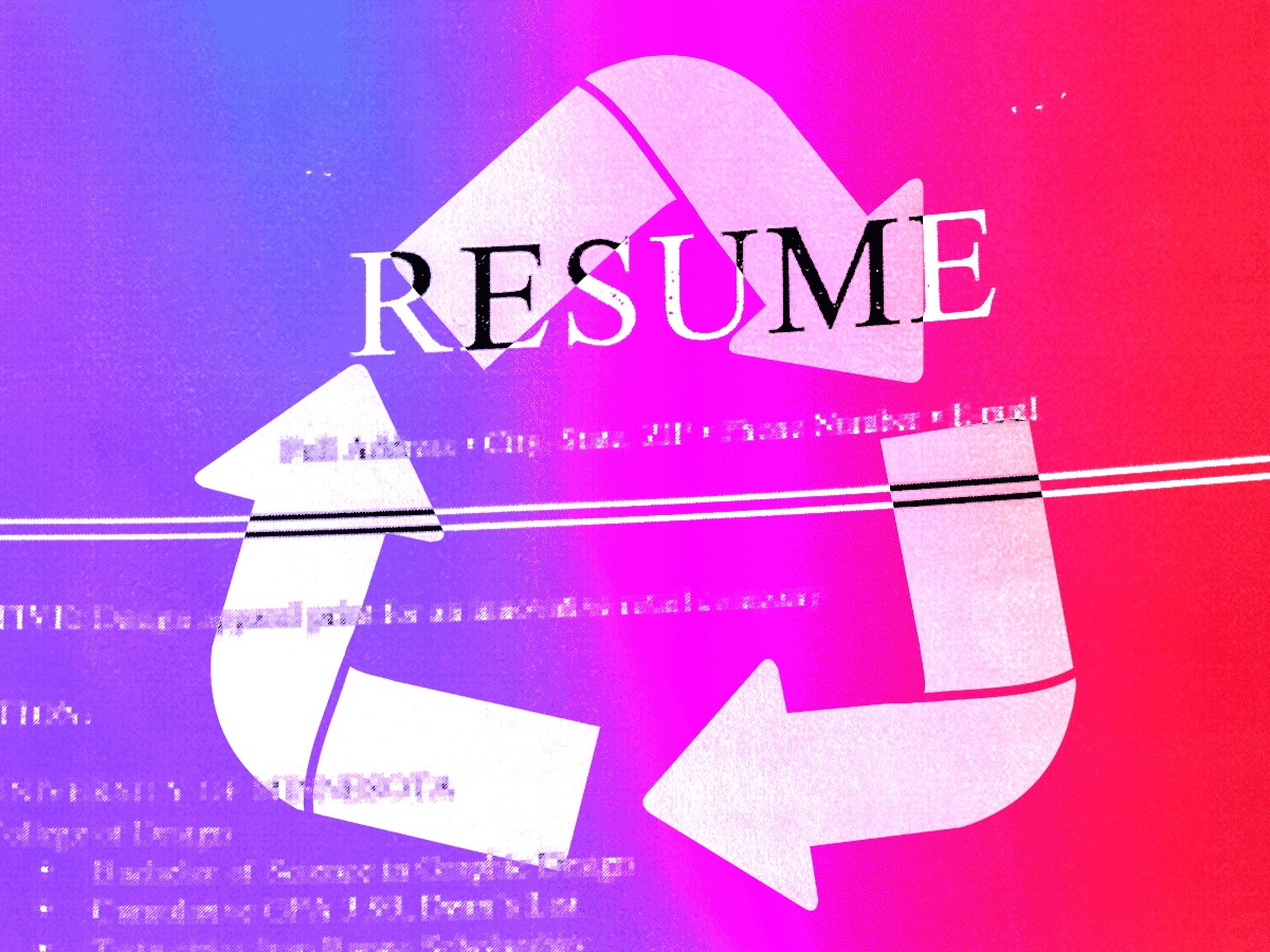 A Gif of a recycling sing around a resume