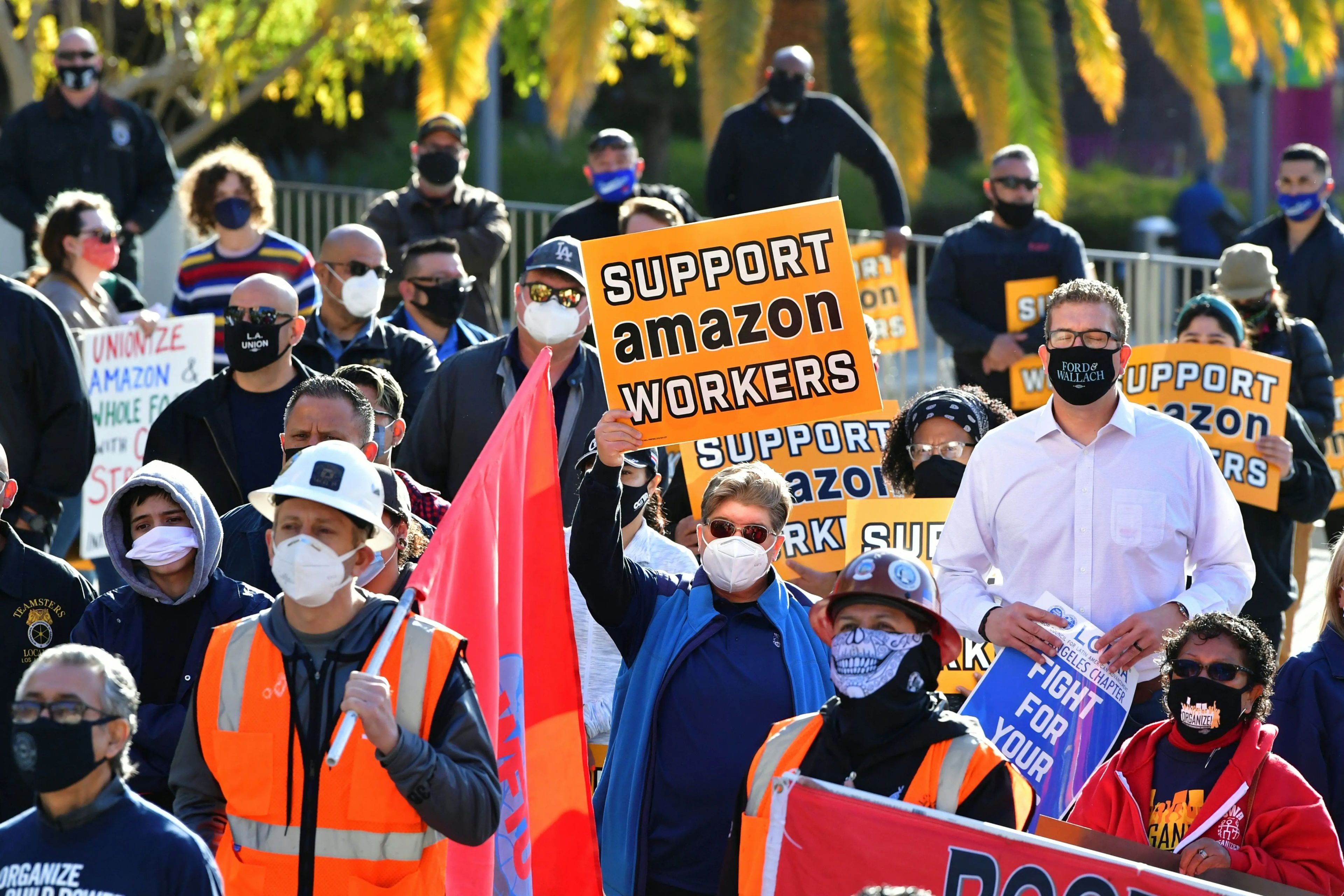 Movilización de un grupo de trabajadores de Amazon en Estados Unidos.