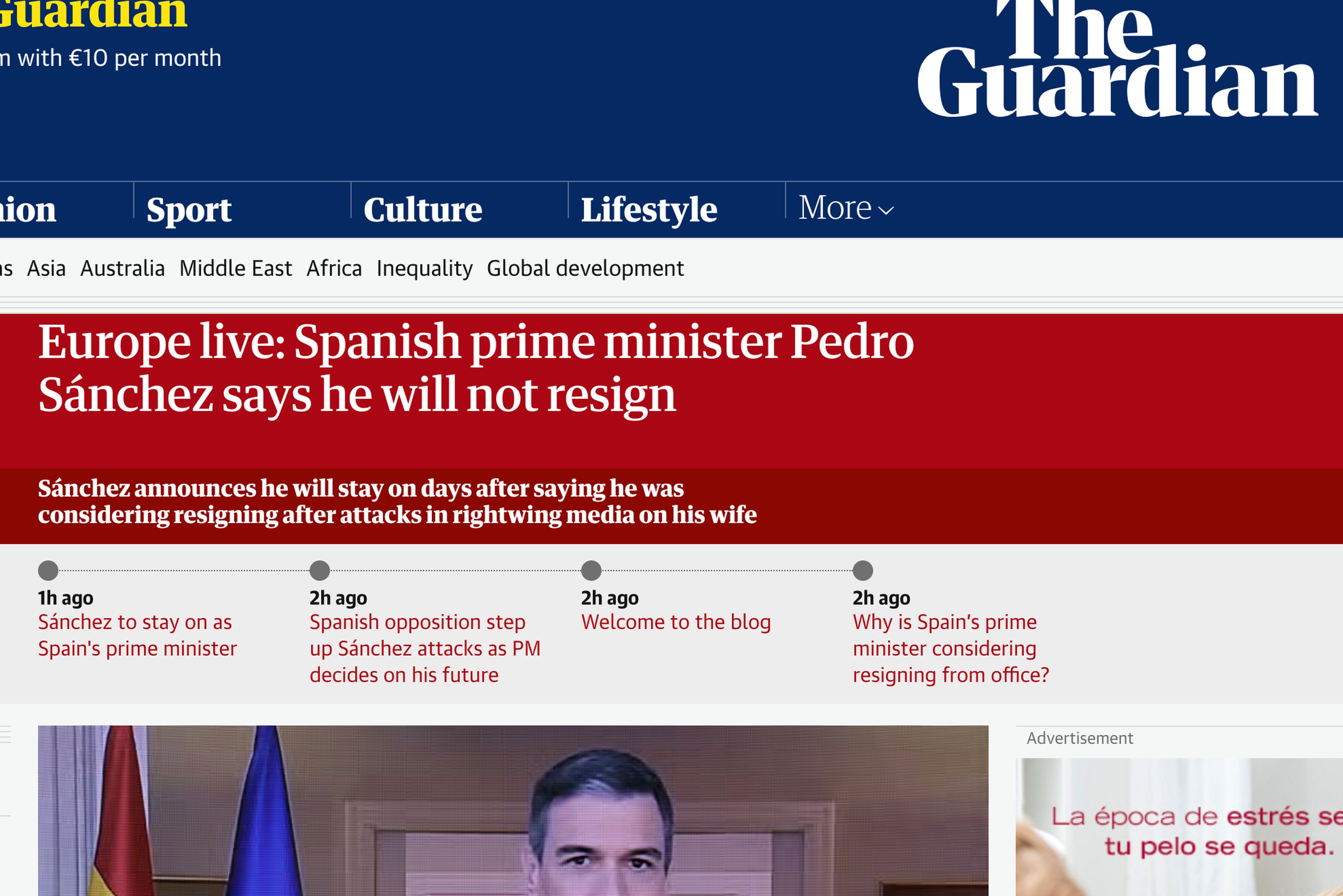 Noticia del medio The Guardian, el periódico más importante en el Reino Unido. 