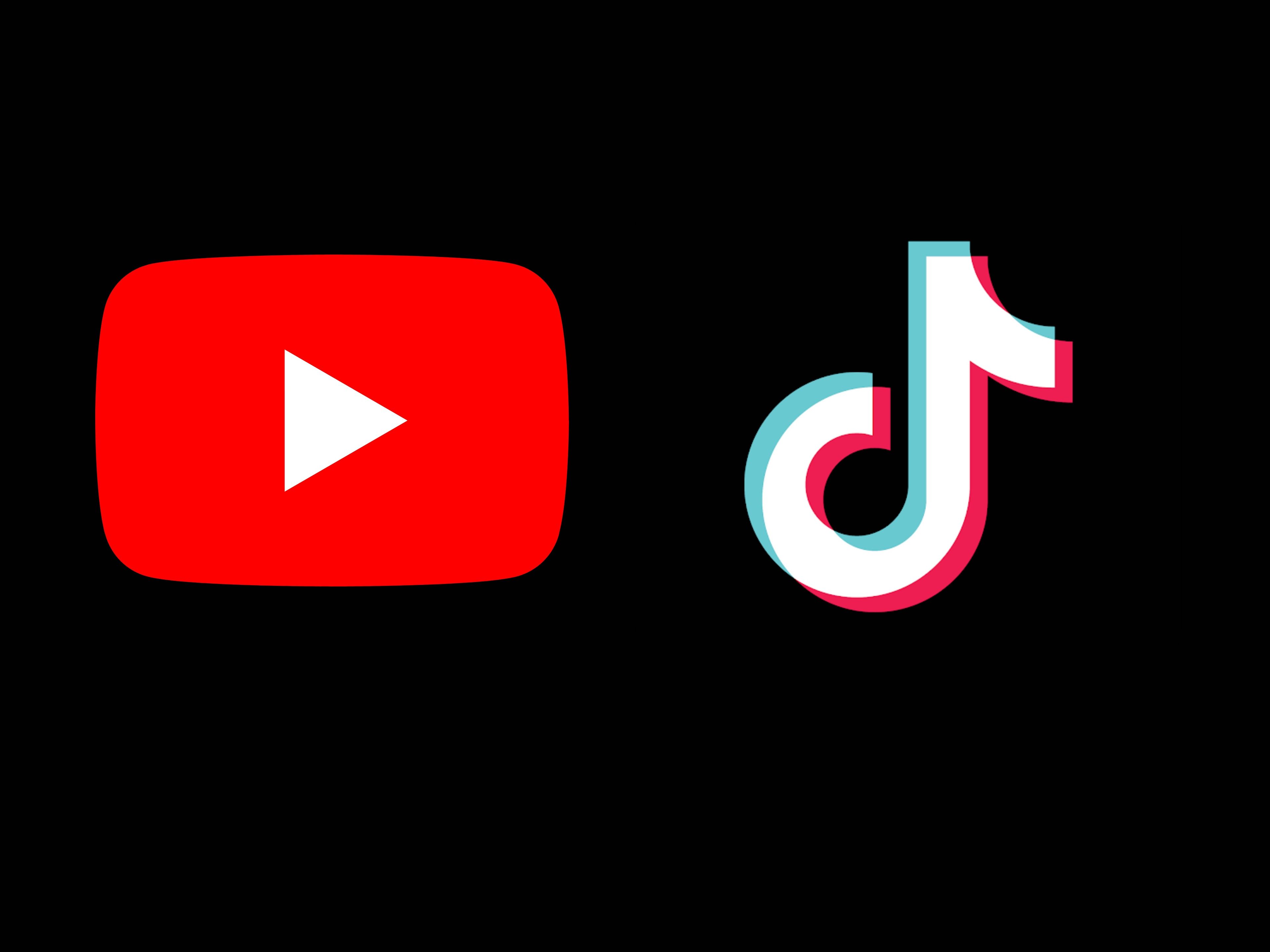Una ilustración con los logos de YouTube y TikTok.