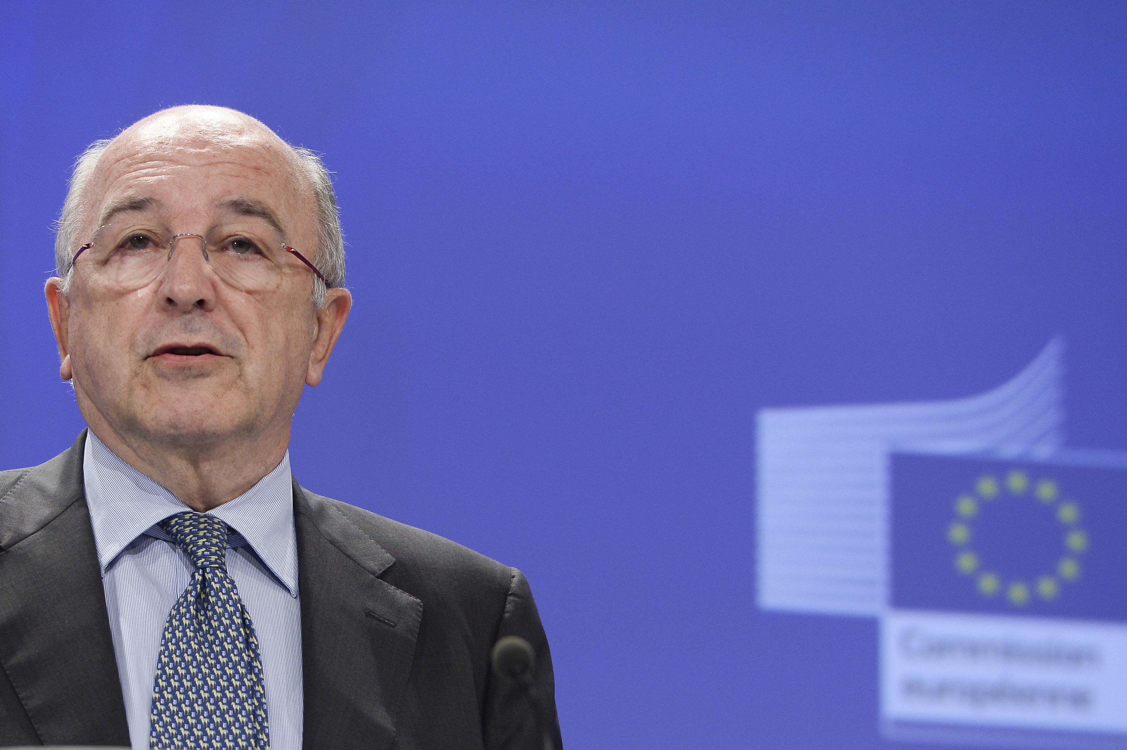 Joaquín Almunia, ex vicepresidente de la Comisión Europea, en una rueda de prensa en 2014.