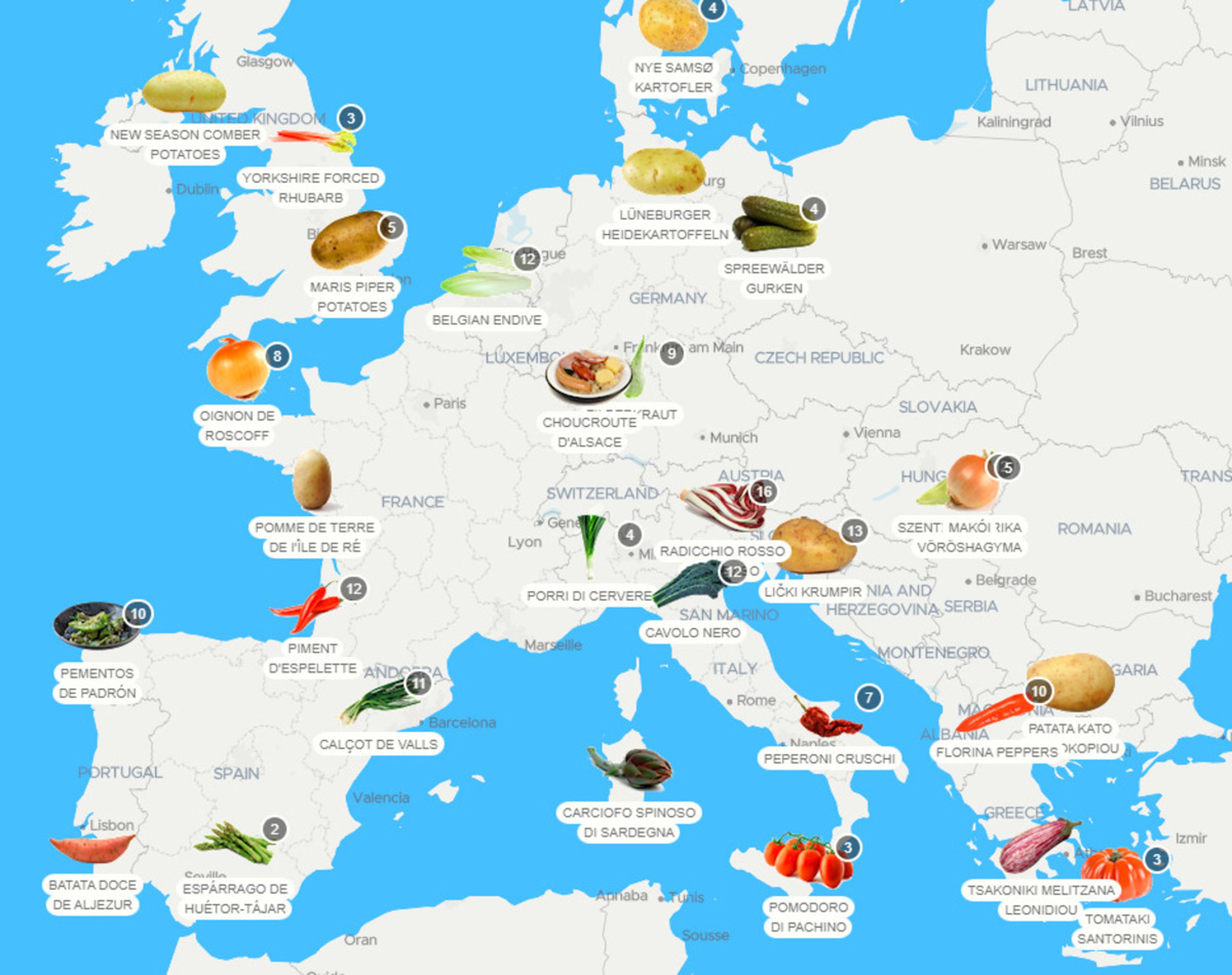 Mapa de las verduras europa