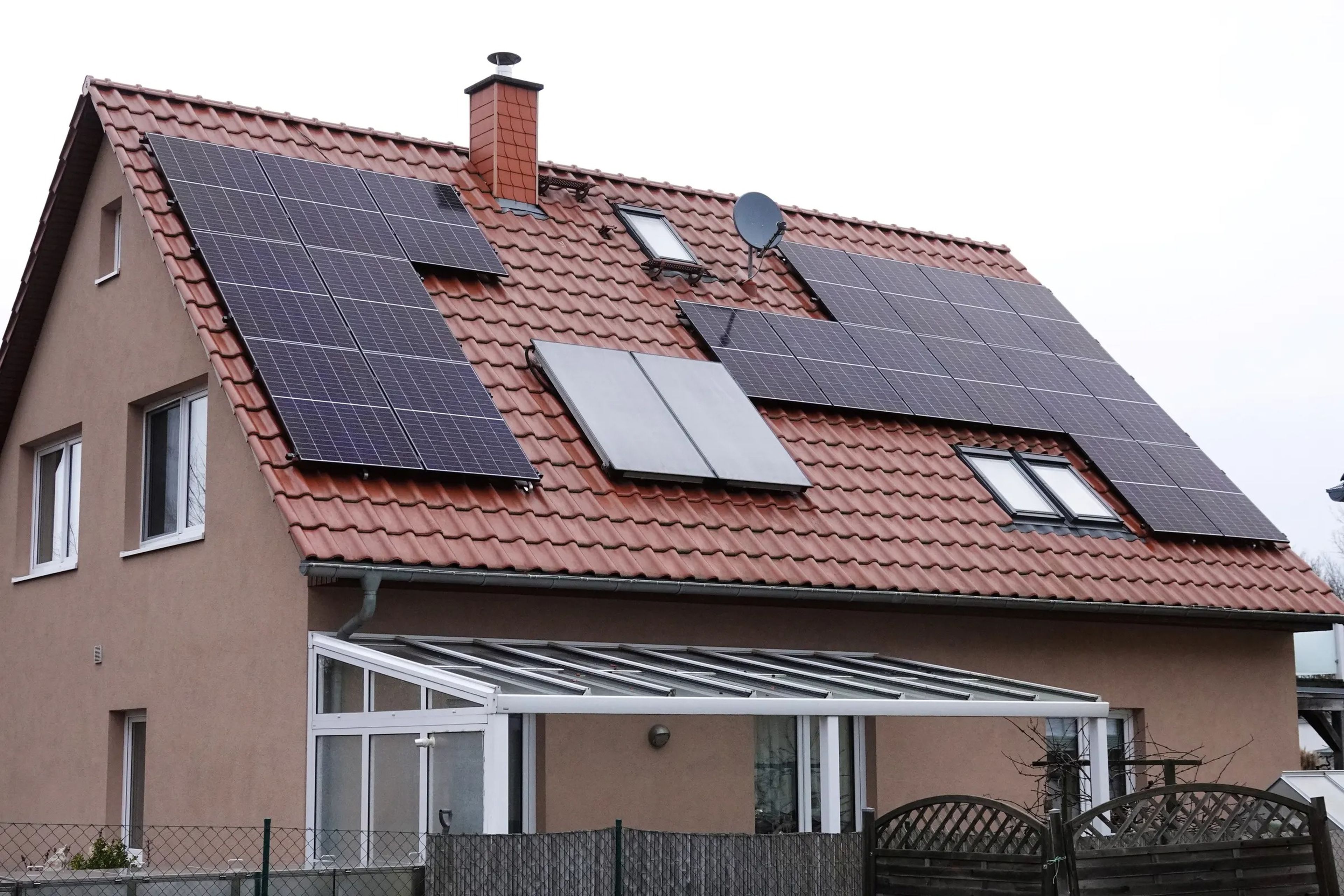 This photo taken on Jan. 4, 2024 shows solar panels installed on the roof of a residential house in Berlin, Germany.