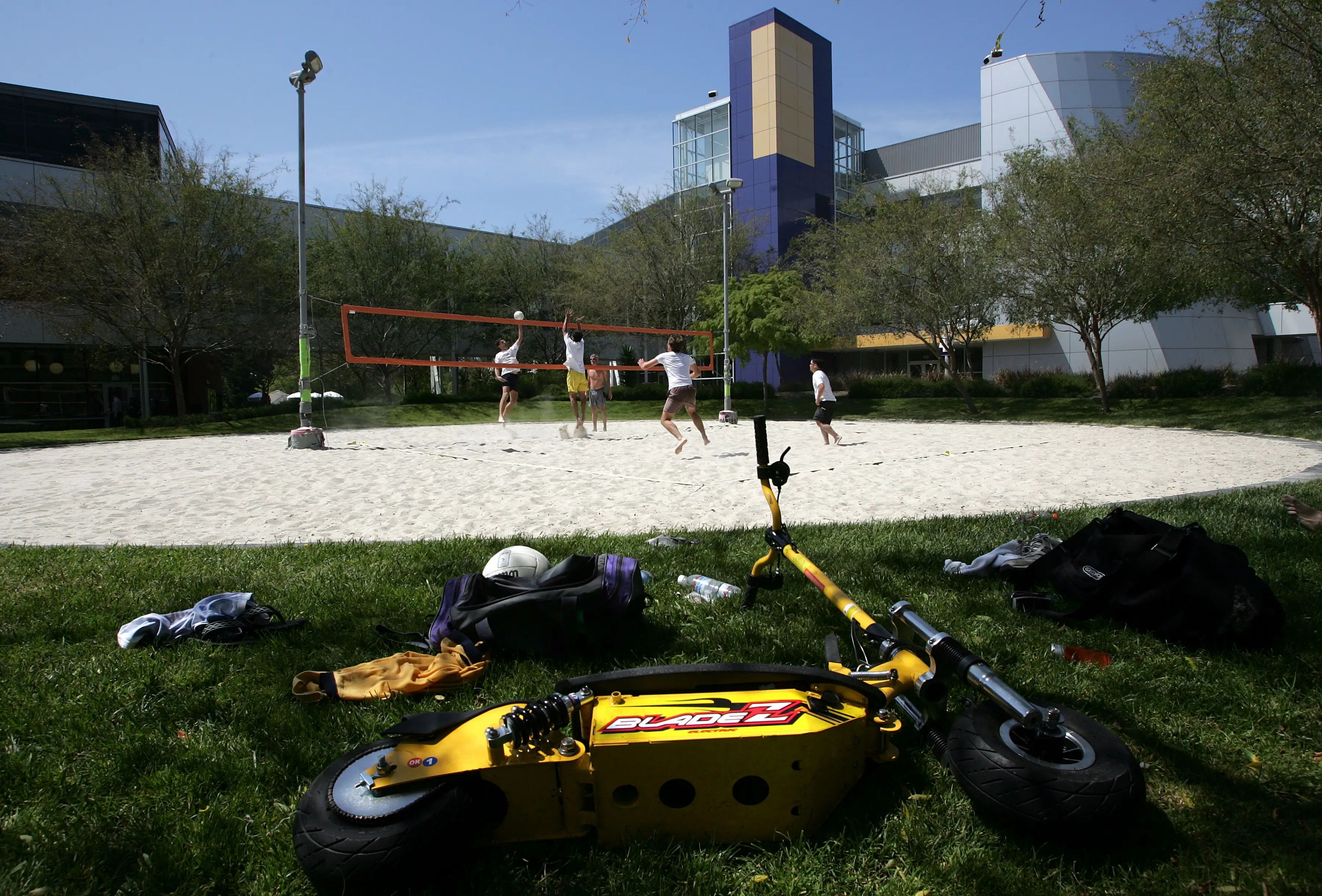 A sandy volleyball court at Google's office