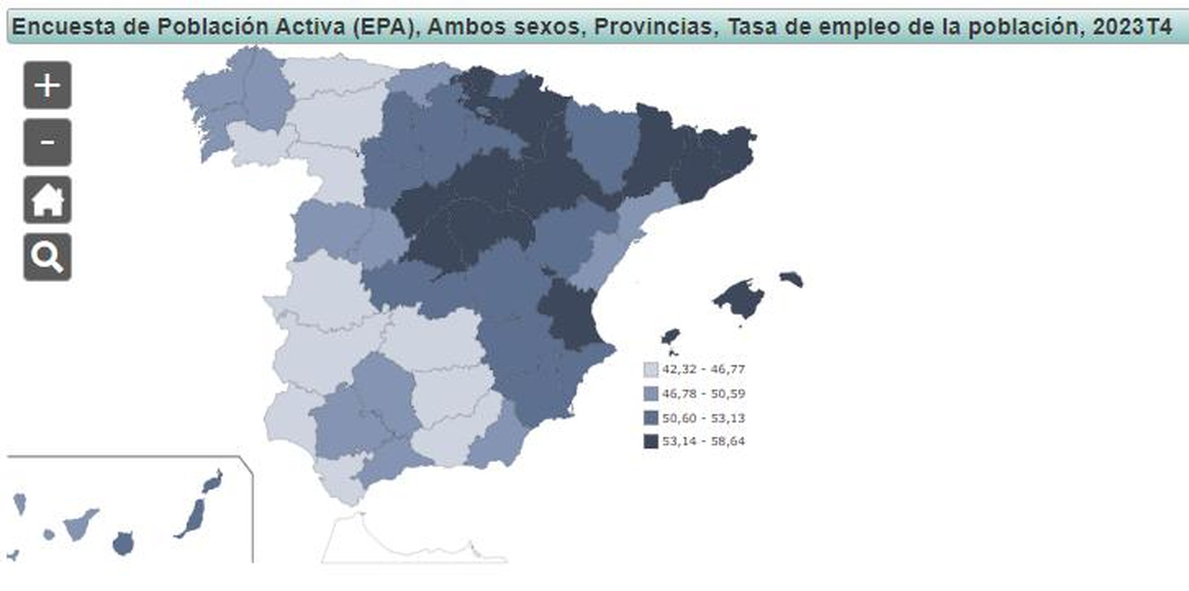 Tasa de empleo, 4T 2023 INE España