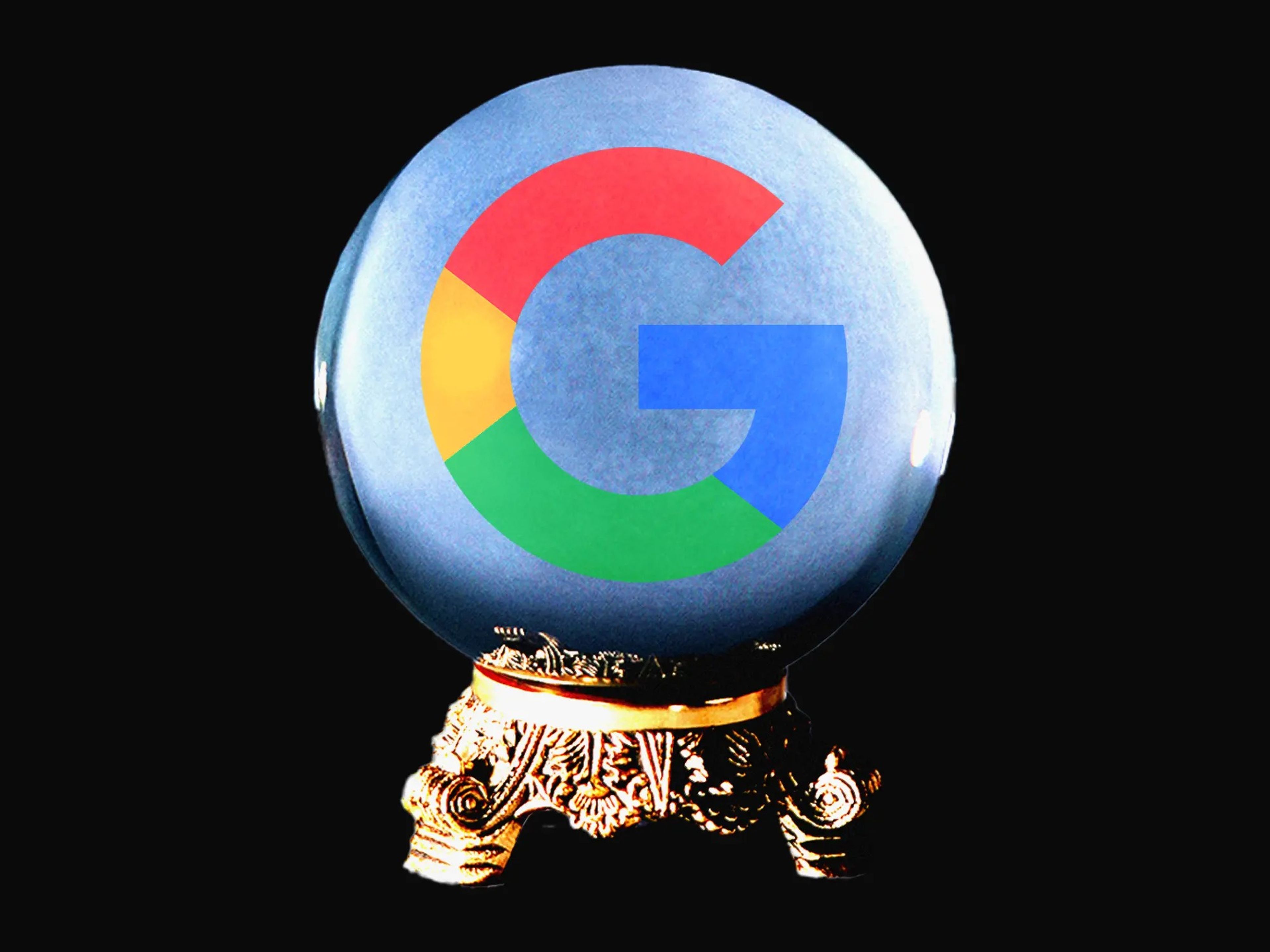 Una ilustración del logo de Google en una bola de cristal.