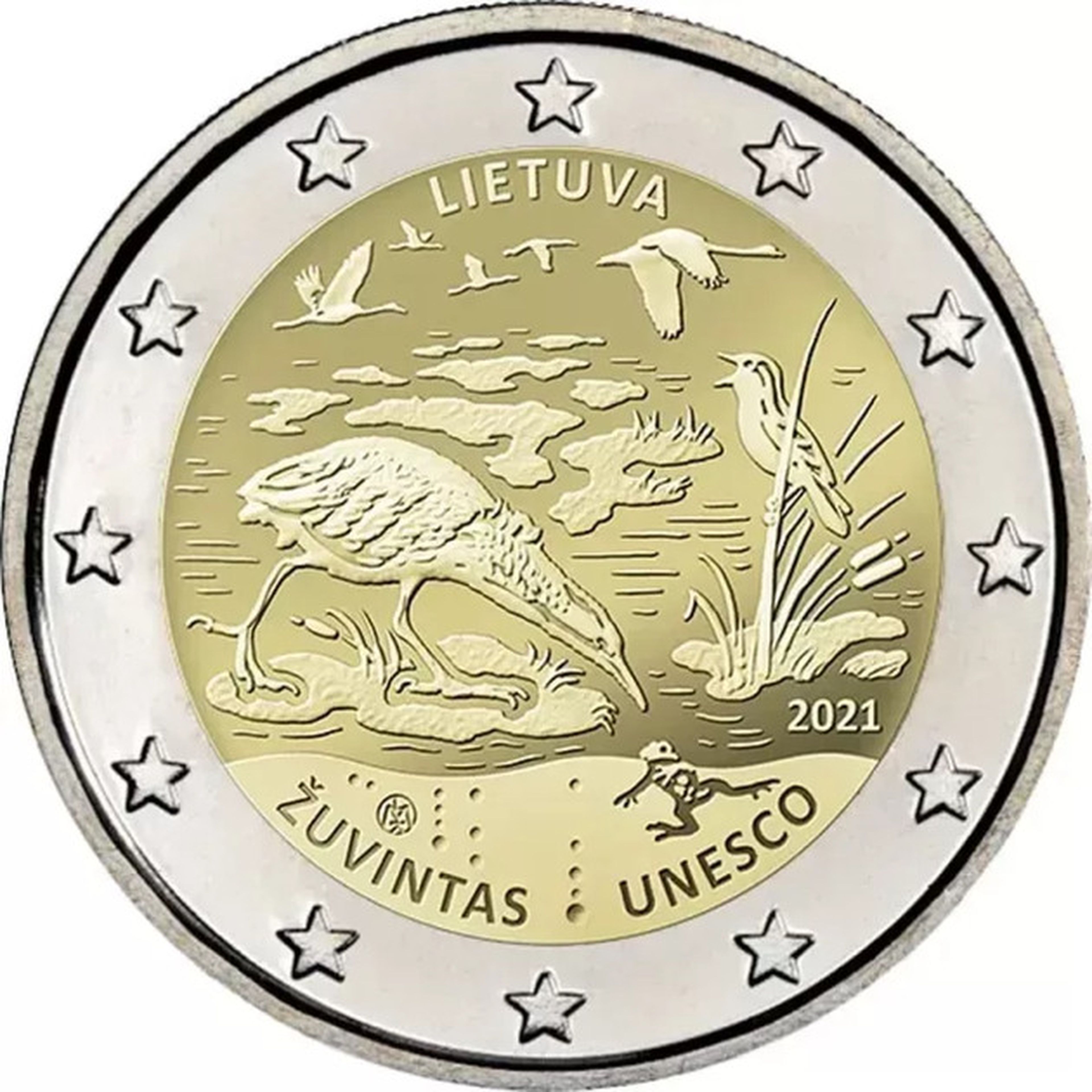 Moneda de 2 euros Lituania 2021, Reserva de la Biosfera de Zuvintas