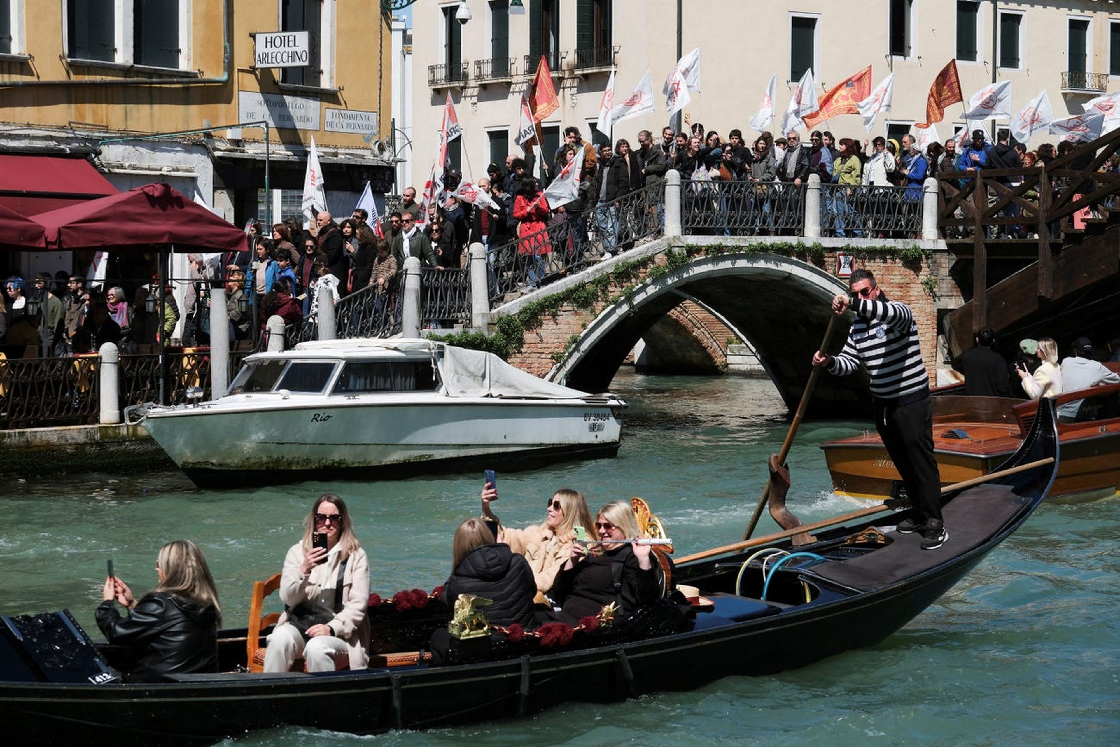 Protestas en Venecia por la tasa turística que se estaba probando.