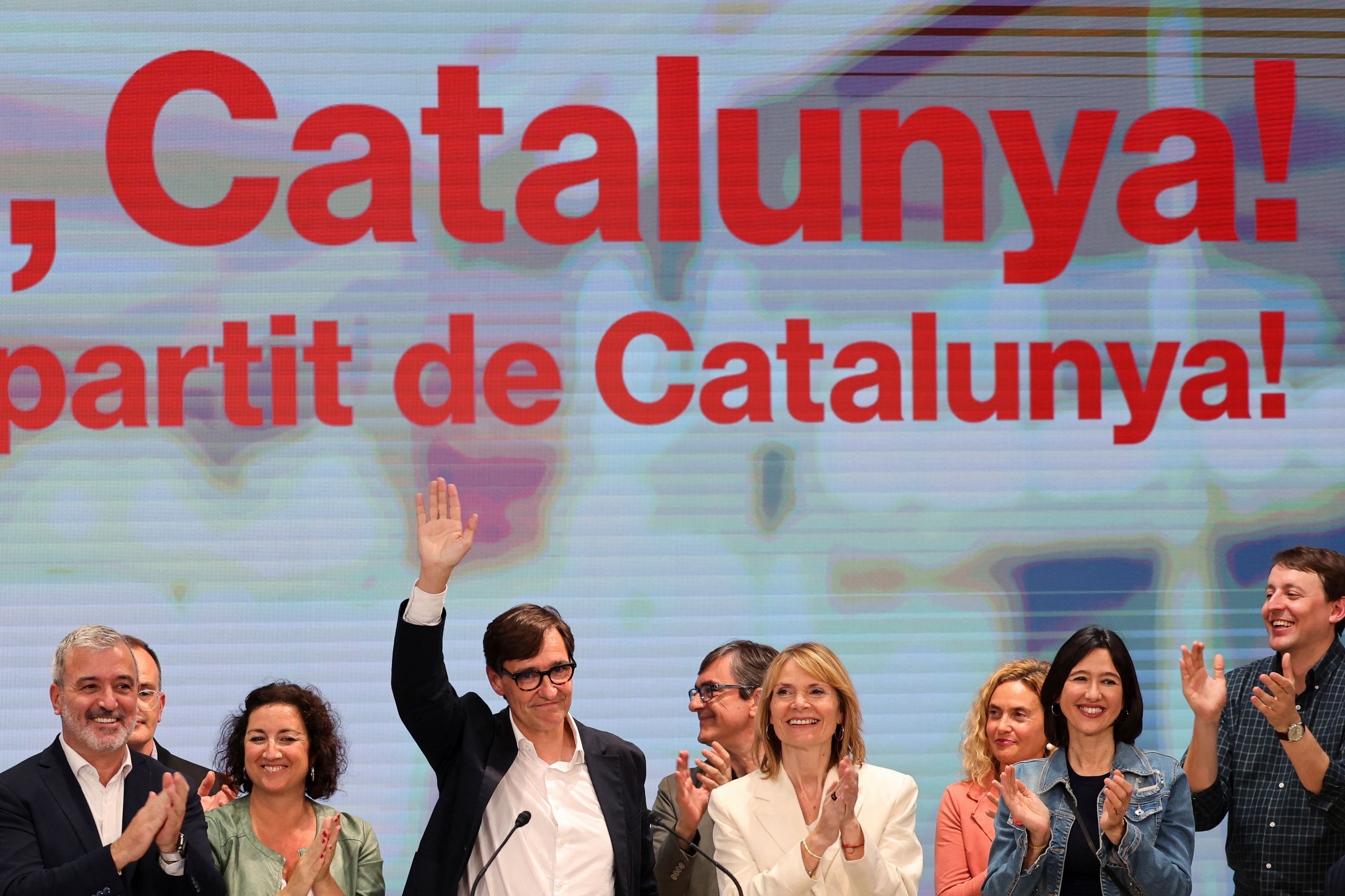 Salvador Illa celebra los resultados del 12M de Cataluña.