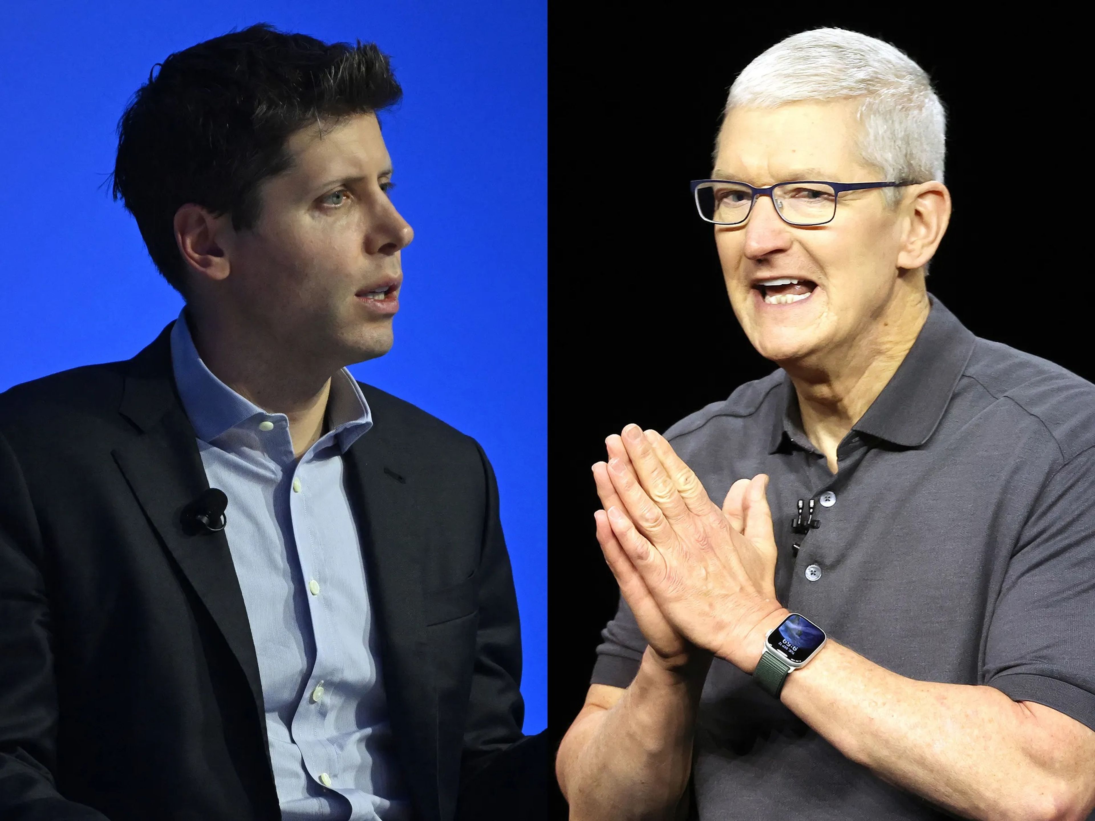 Sam Altman (left) and Tim Cook (right)