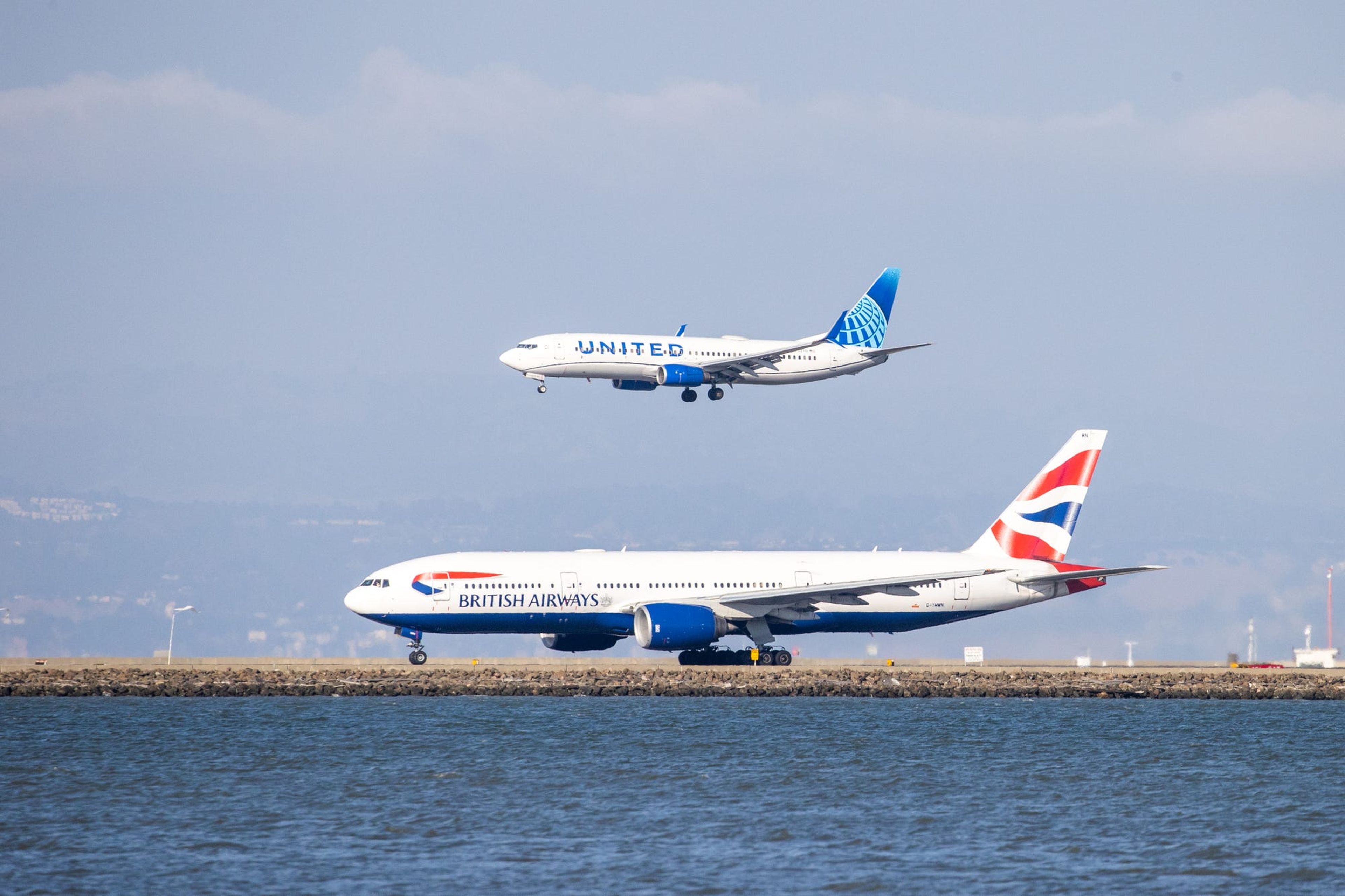 Aviones operados por British Airways y United Airlines.