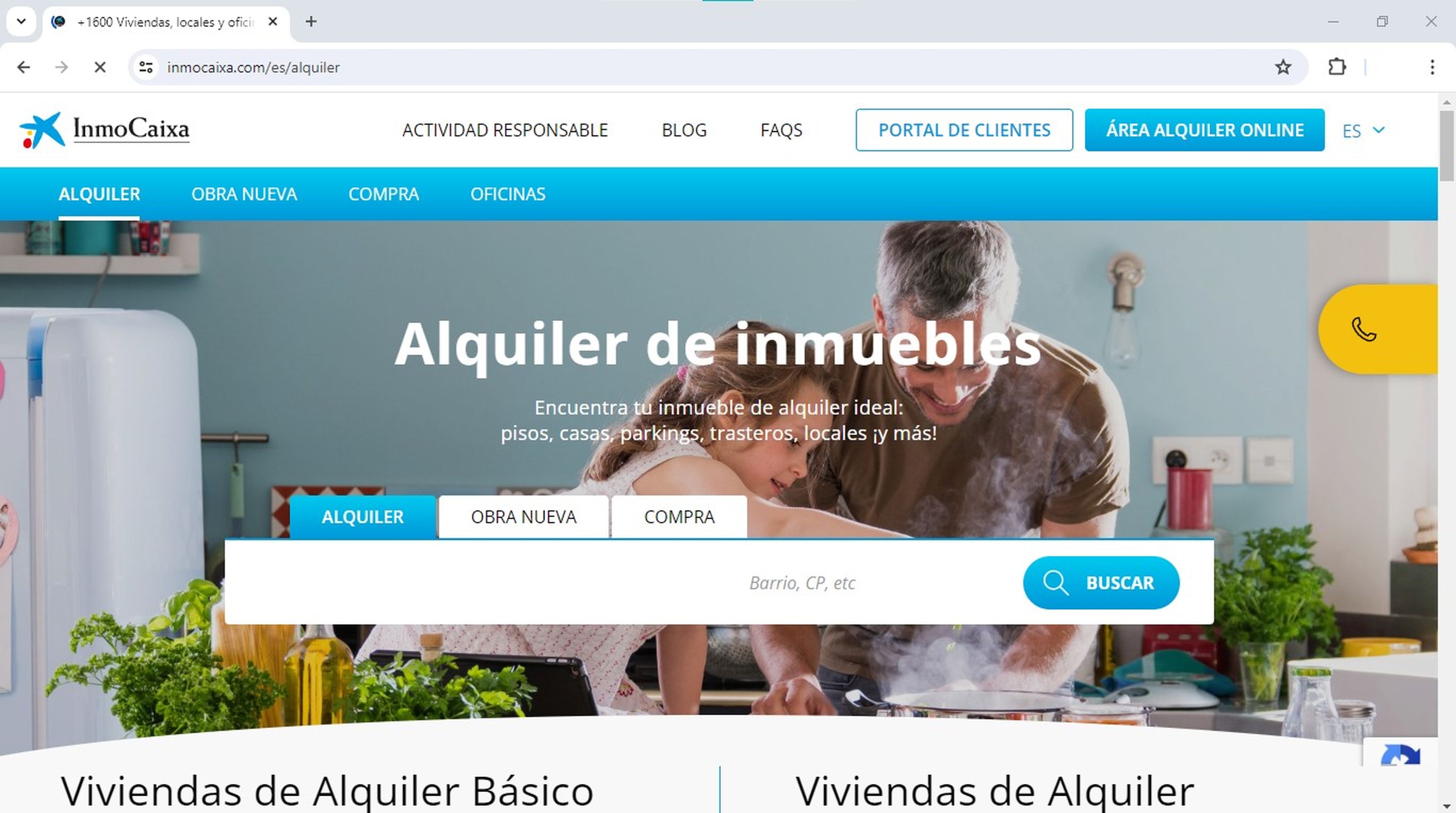 Captura de pantalla de la web InmoCaixa