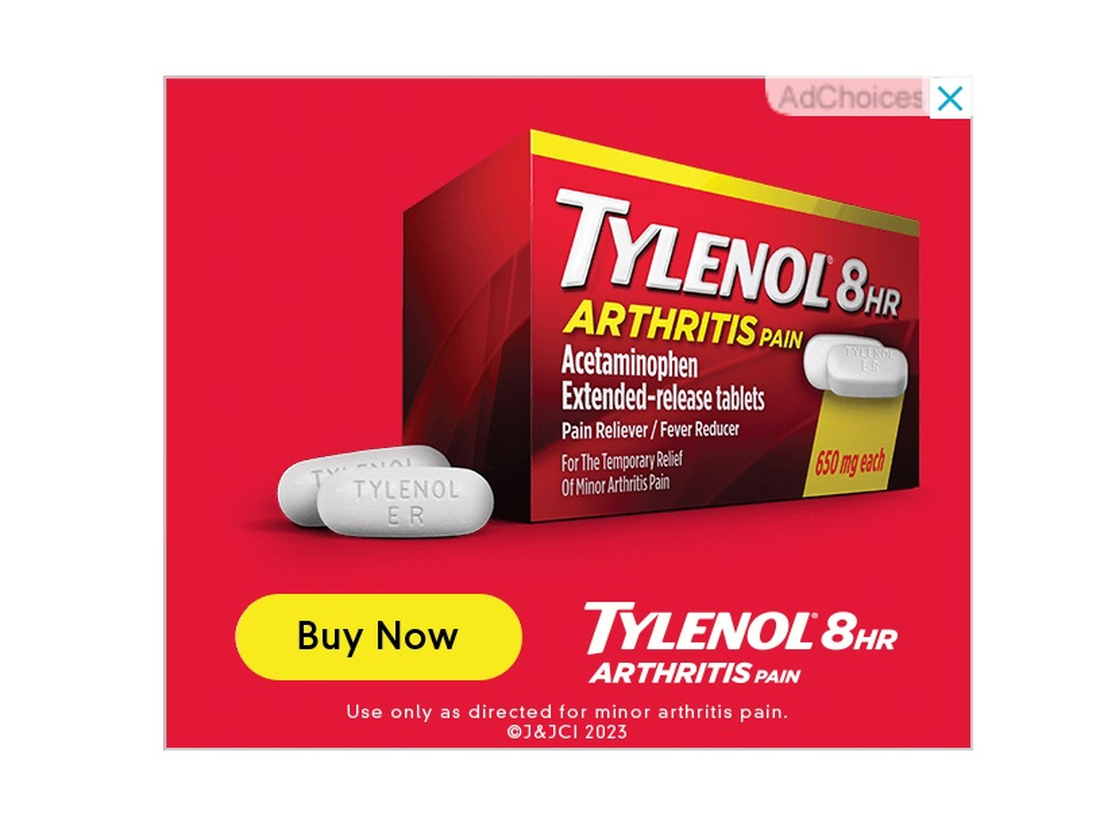 Como una mujer joven de 25 años, no estoy segura de ser el grupo demográfico adecuado para la variante de Tylenol contra la artritis, pero es normal, ya que no tenía activados los anuncios personalizados.
