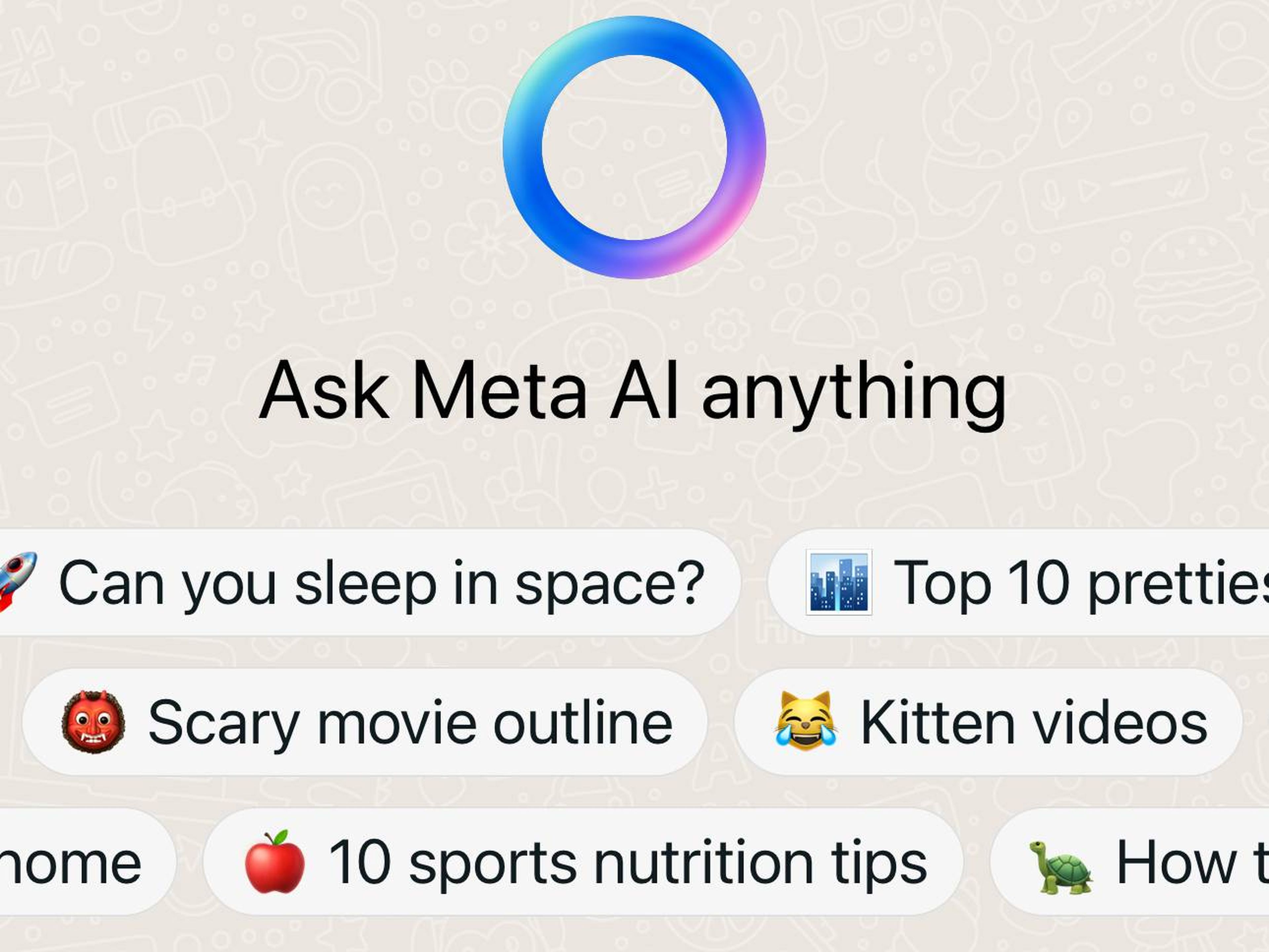 La nueva integración de Meta AI te ofrece sugerencias de búsqueda.