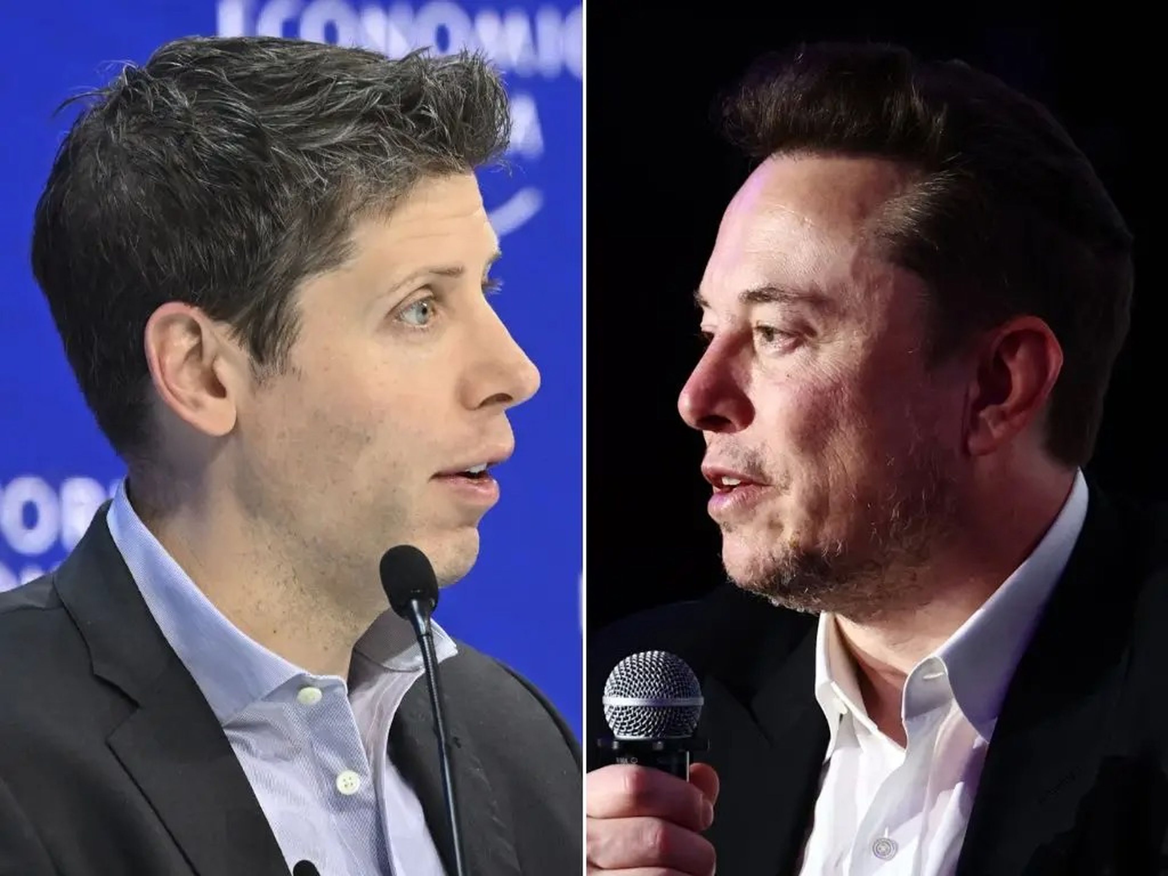 Sam Altman, CEO de OpenAI (izquierda), y Elon Musk, CEO de Tesla.