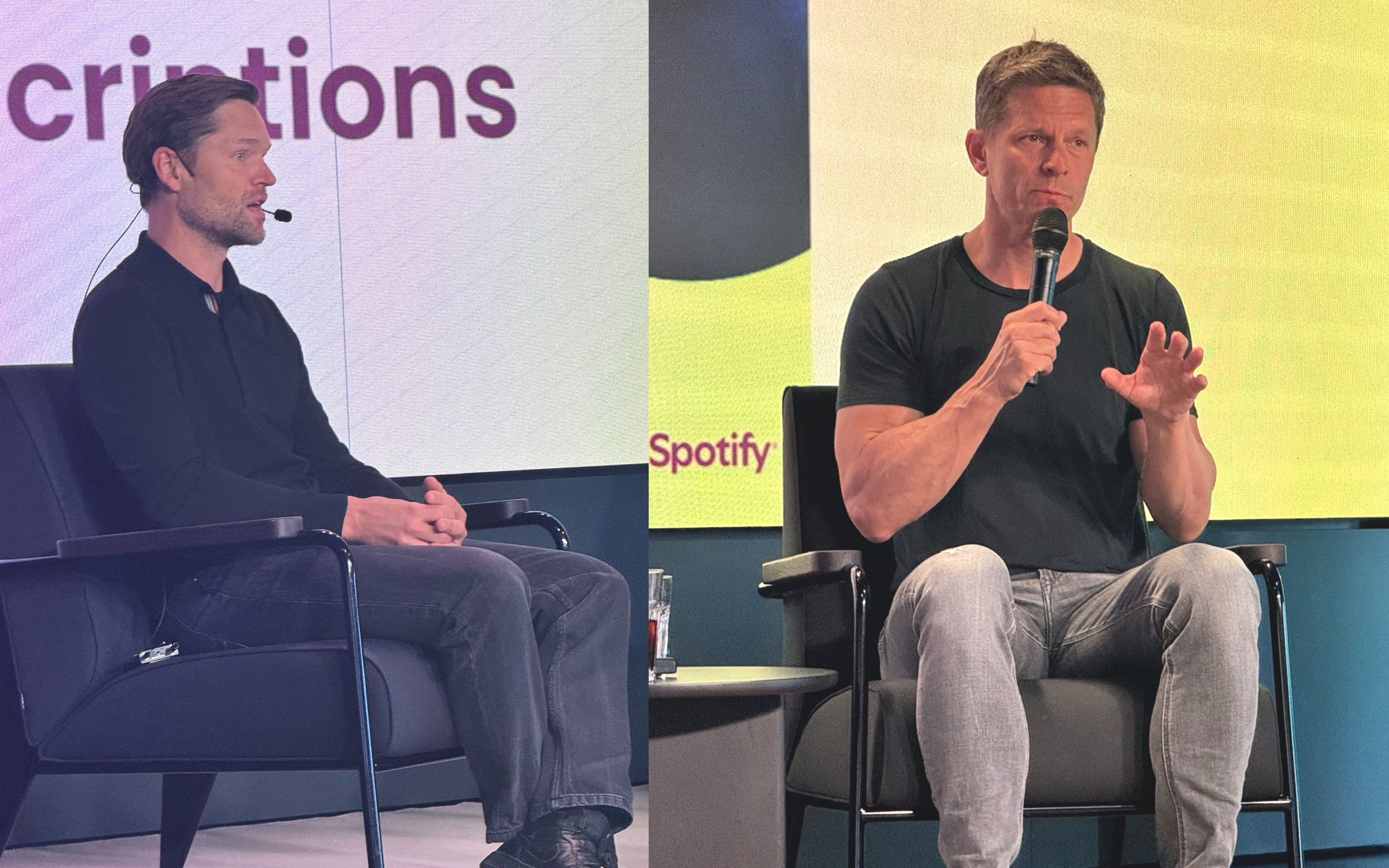 Gustav Gyllenhammar, vicepresidente de Crecimiento de Mercado y Suscripciones de Spotify, y Sten Garmark, vicepresidente de Experiencia de Usuario.