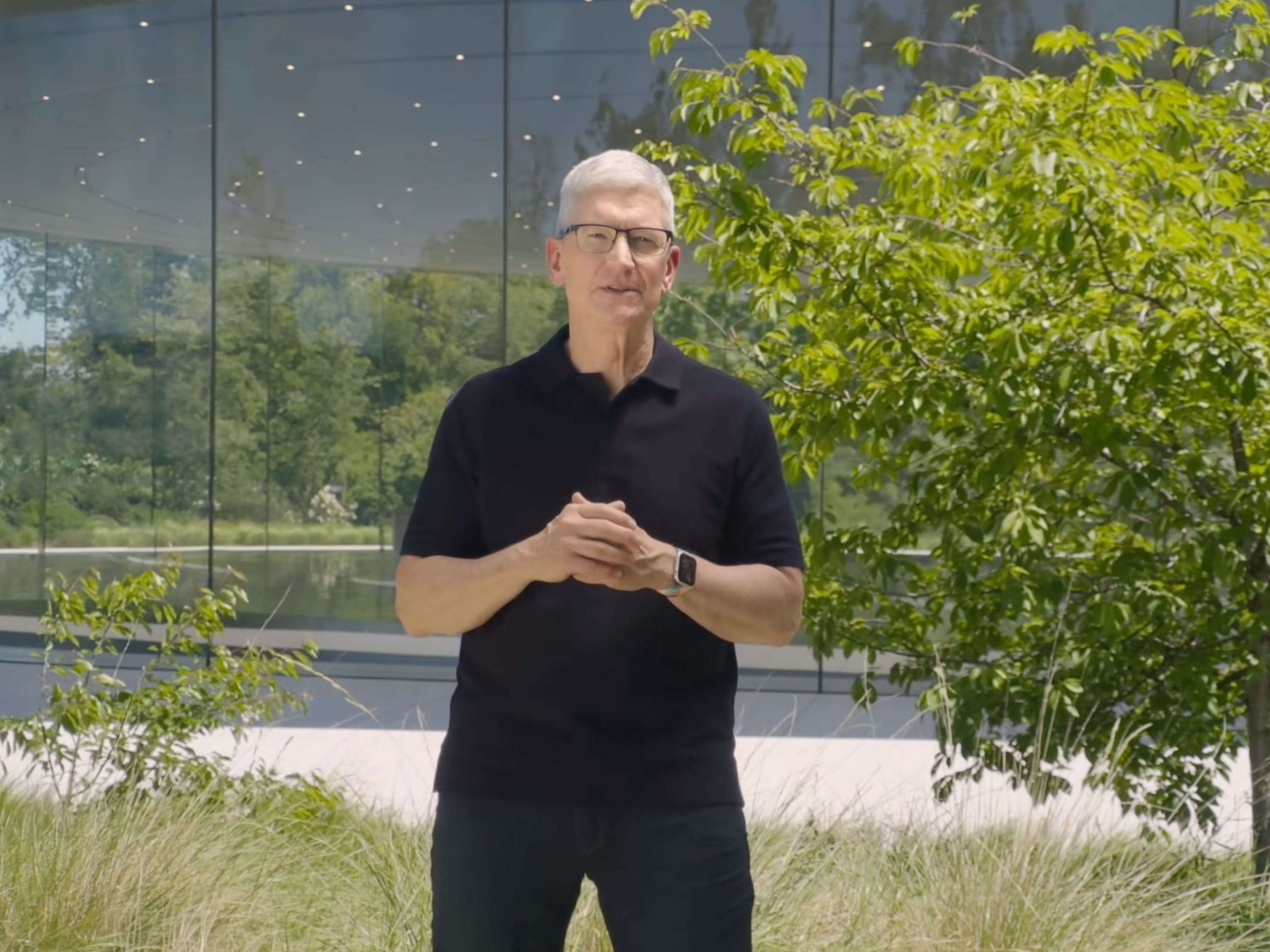 Tim Cook, CEO de Apple, durante la Conferencia Mundial para Desarrolladores del fabricante del iPhone en 2024.