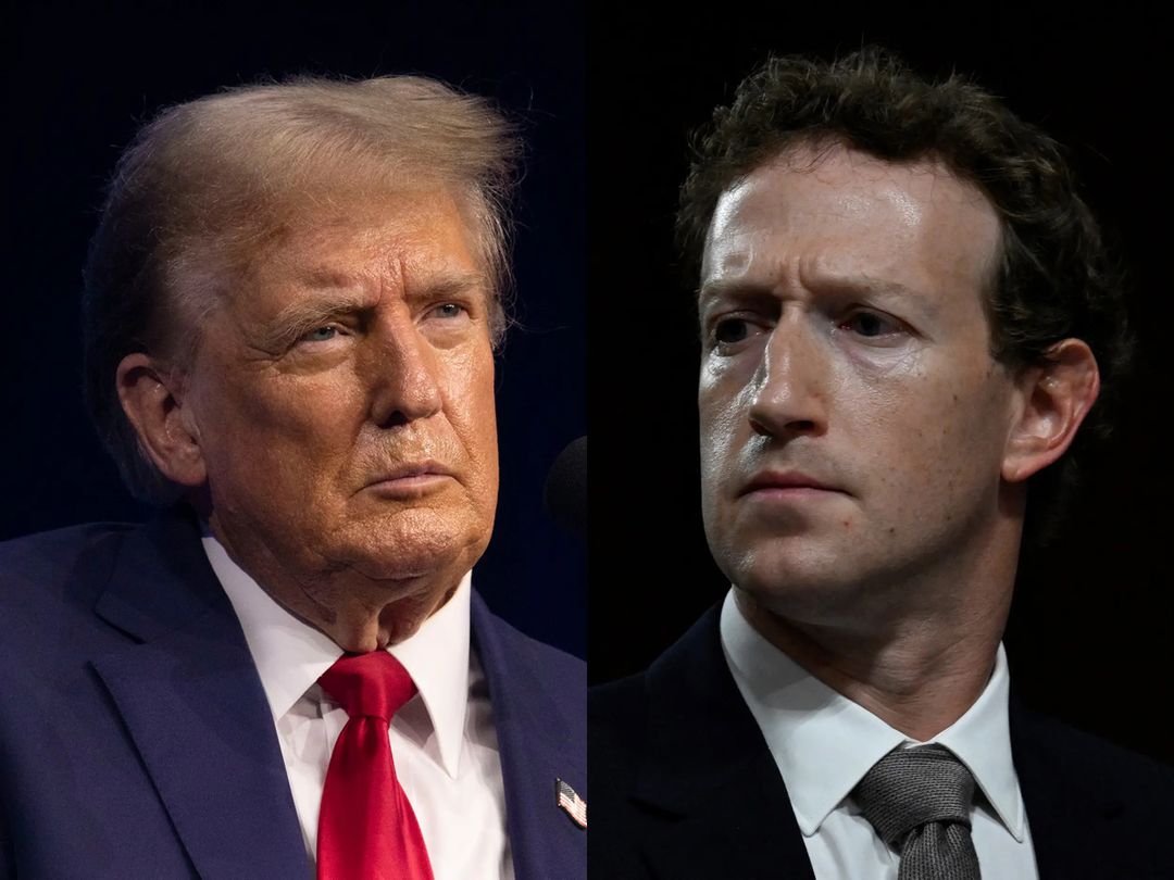 El expresidente de Estados Unidos, Donald Trump (izquierda); y el director ejecutivo de Meta, Mark Zuckerberg.