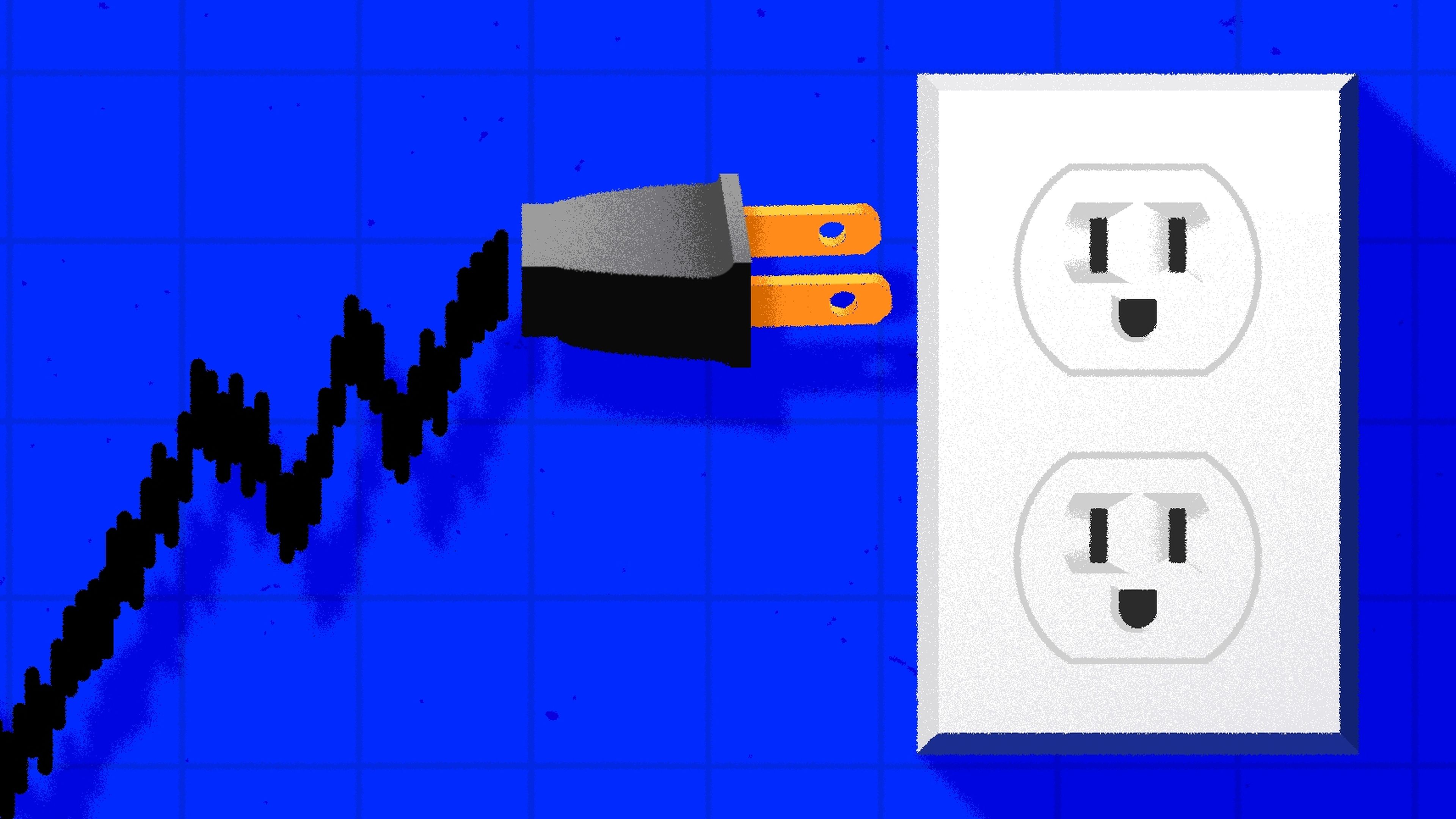 Ilustración bolsa boom IA electricidad