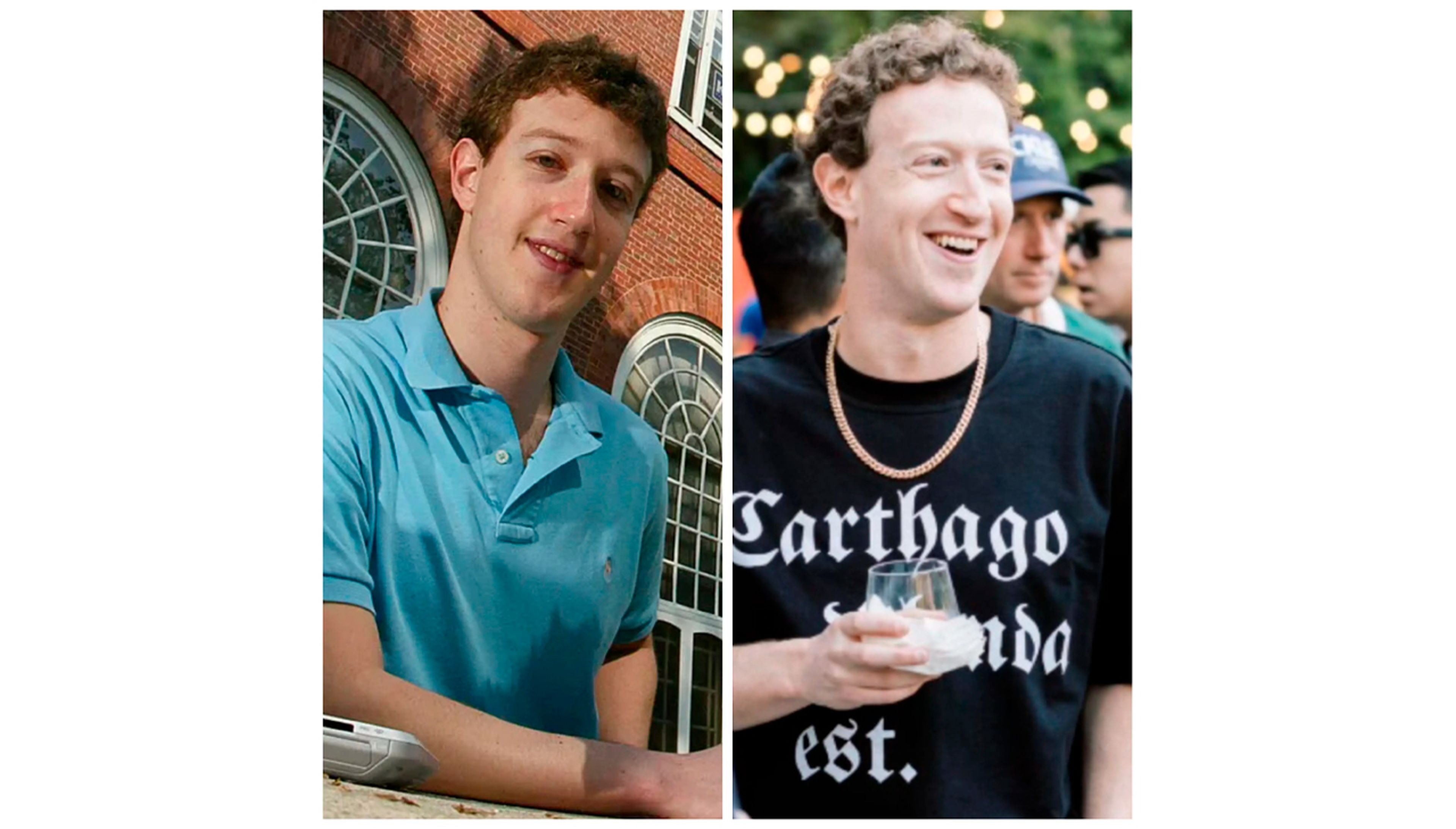 Zuckerberg ha cambiado su aspecto radicalmente, pasando a llevar camisetas y cadenas de oro como parte de su nuevo estilo.