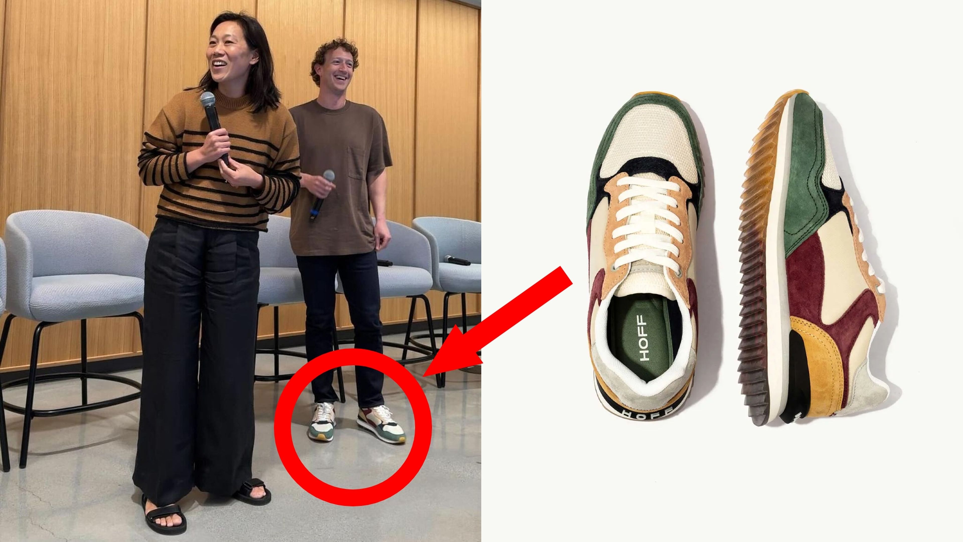 Mark Zuckerberg con unas zapatillas de la firma Hoff