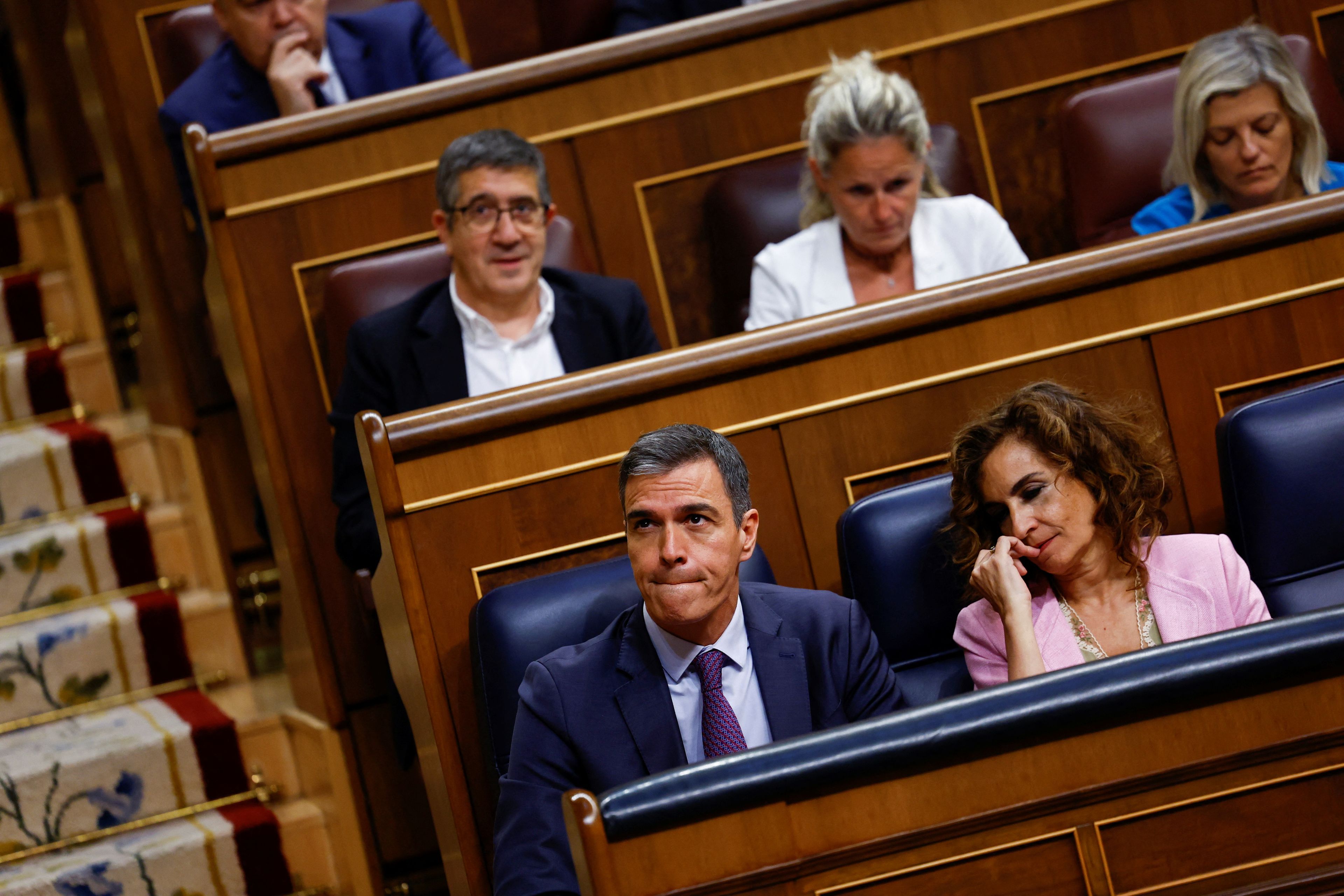 El presidente del Gobierno, Pedro Sánchez, en una sesión parlamentaria a finales de mayo de 2024.
