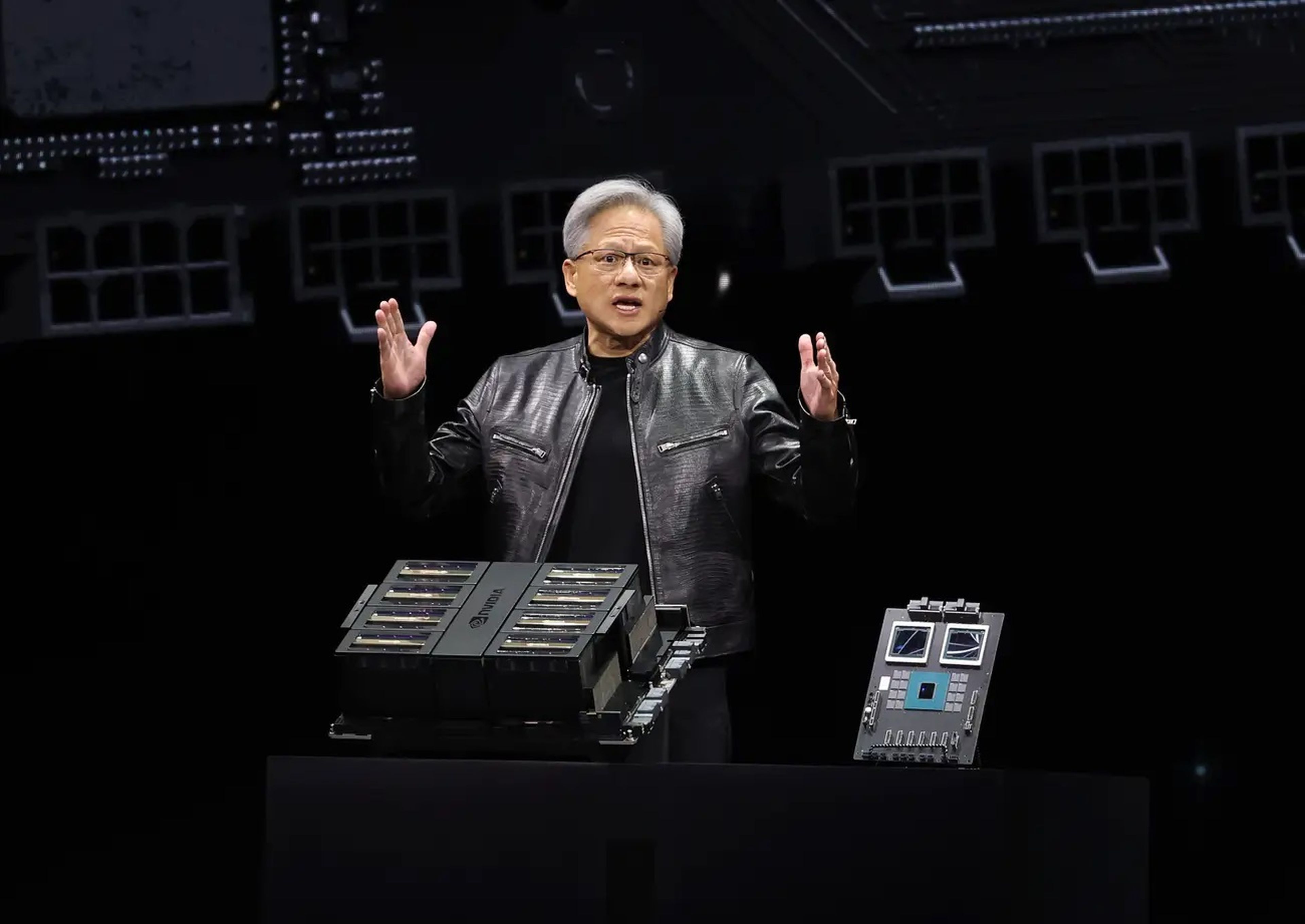 Jensen Huang, CEO de Nvidia, durante la conferencia GTC del fabricante de chips en 2024.