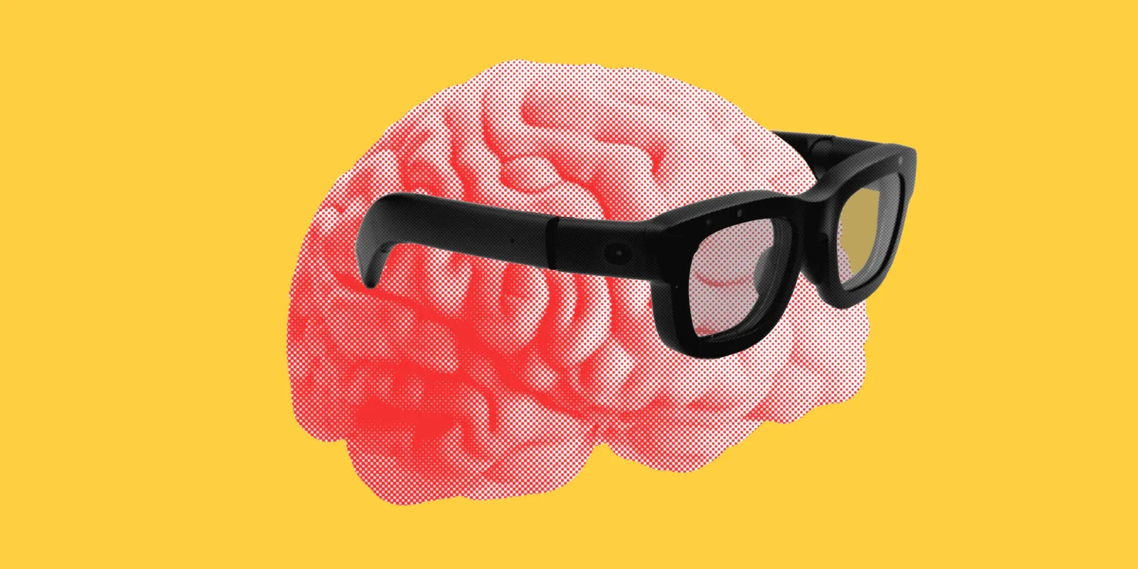 Un cerebro con las 'smart glasses' de Meta.