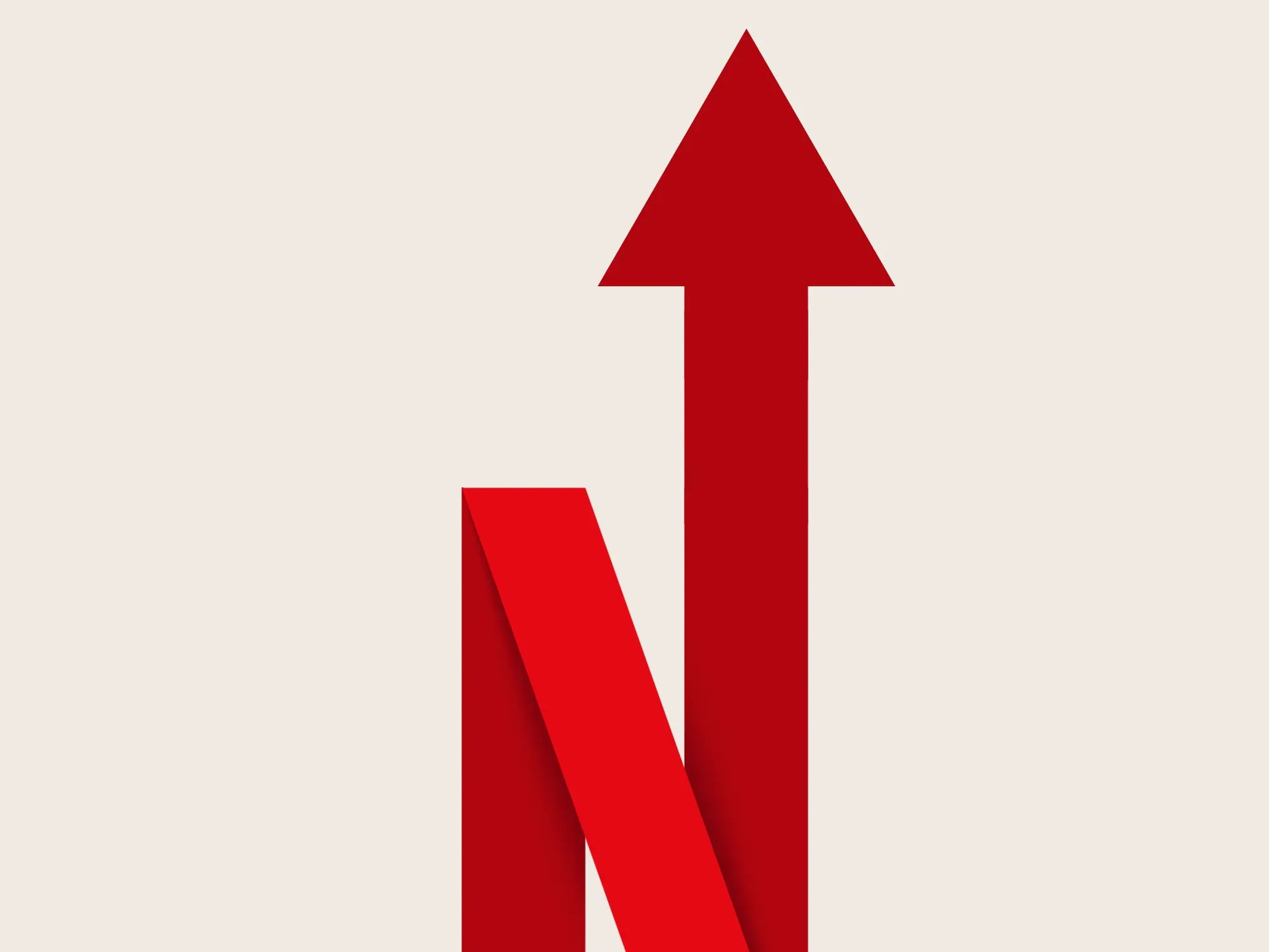 El logotipo de Netflix se convierte en una flecha ascendente.