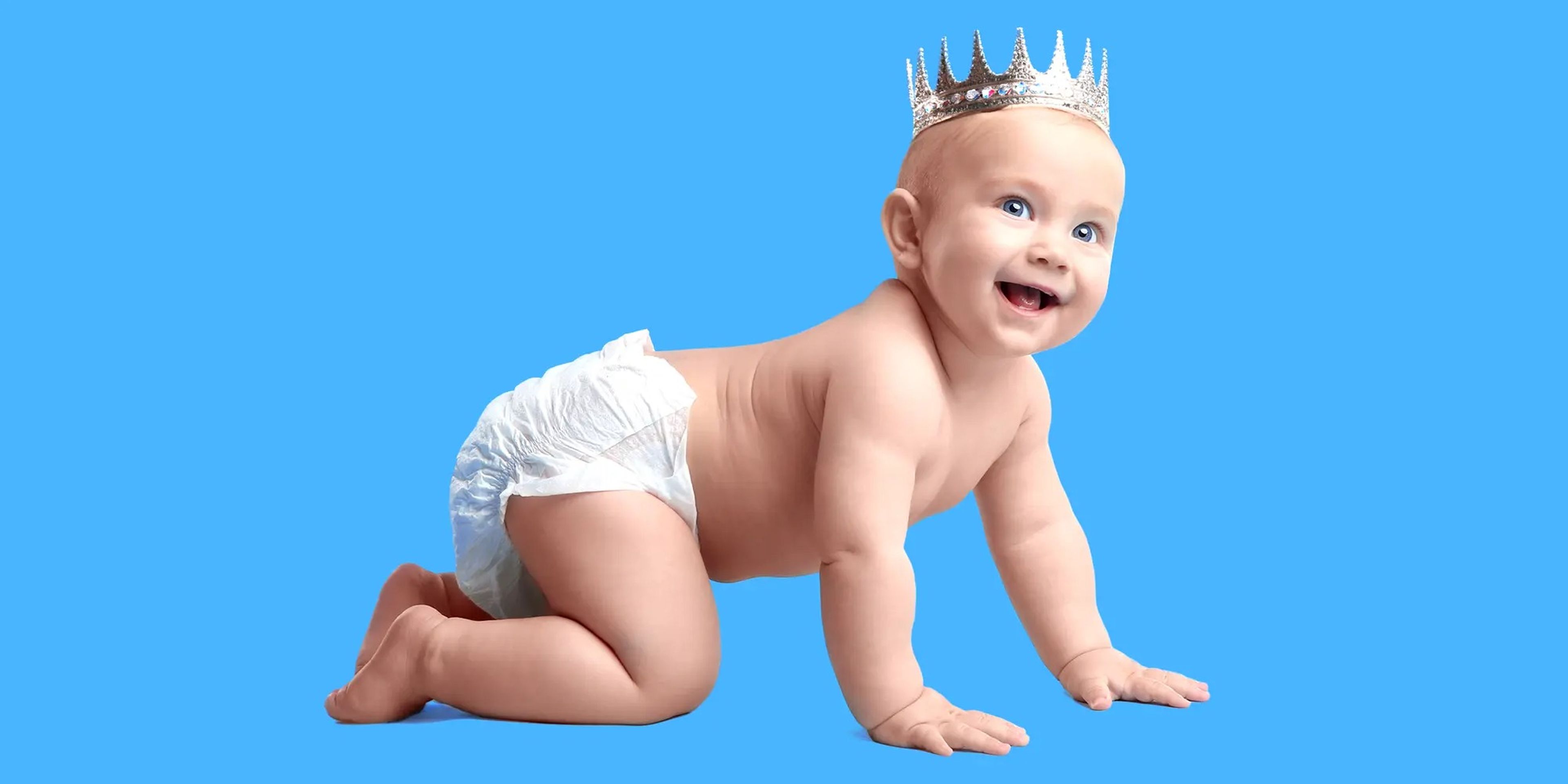 A baby wearing a crown