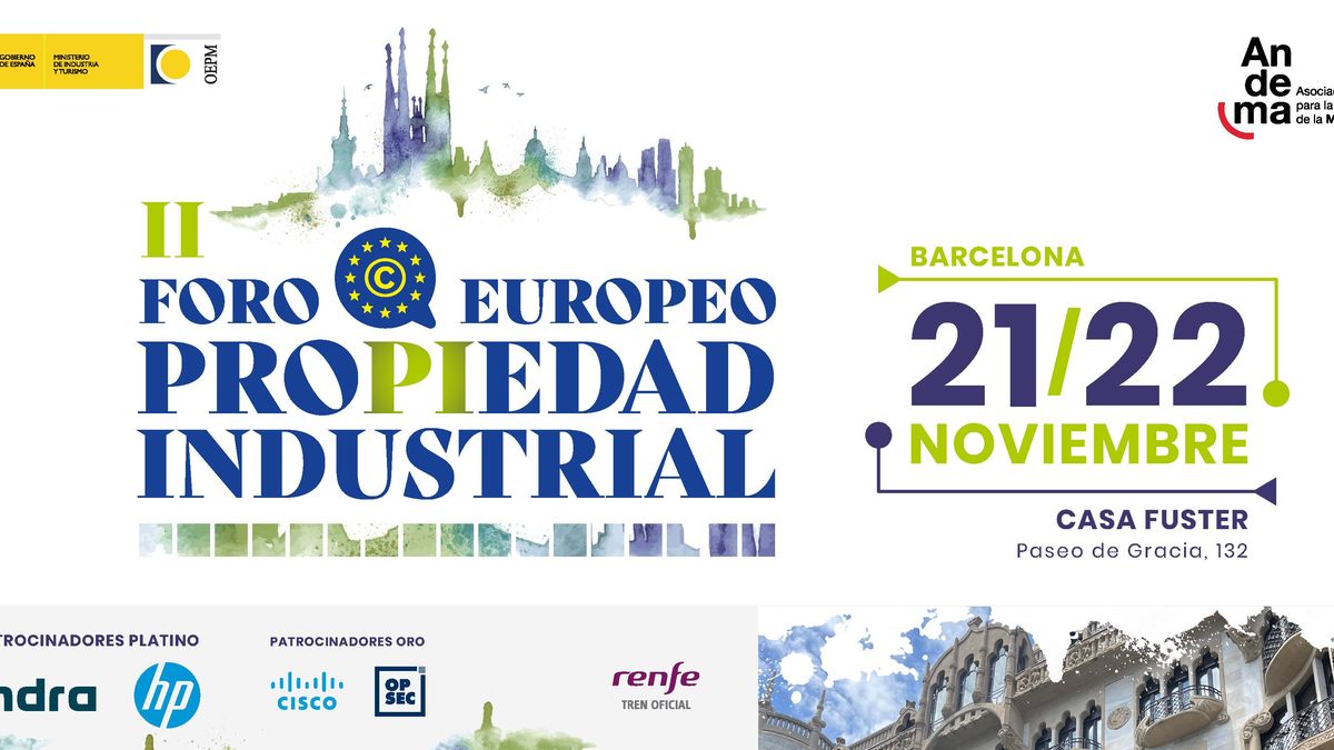 Andema reúne en Barcelona los días 21 y 22 de noviembre a más de 200 expertos para la segunda edición del Foro Europeo de Propiedad Industrial